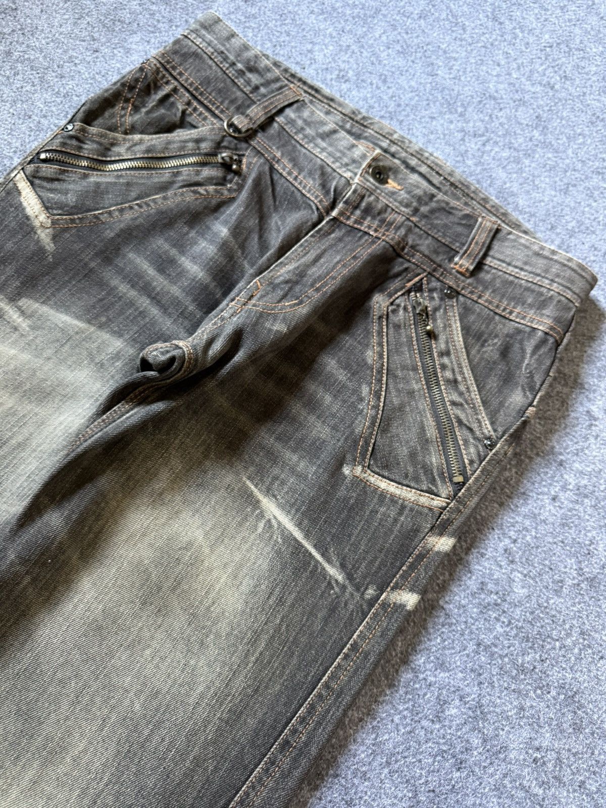 If Six Was Nine Double Focus Japan Asymmetrical Double Waist Flared Jeans Size US 30 / EU 46 - 9 Thumbnail