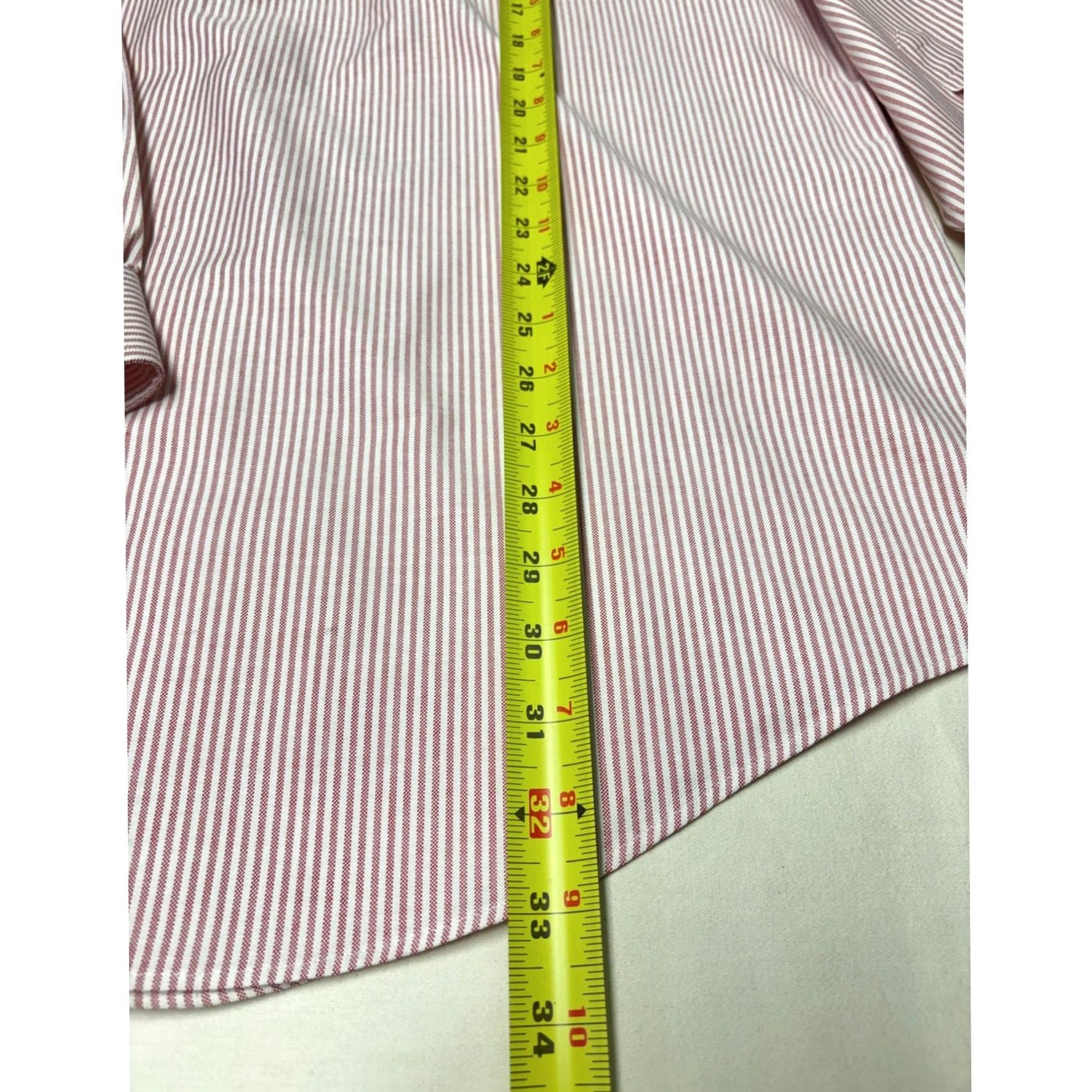 Brooks Brothers Brooks Brothers Mens Slim Fit Non Iron Stripe Button-Down Shirt 16 1/2-4/5 Red Stripe Business Casual Office Wear 45 in Mens Size US L / EU 52-54 / 3 - 6 Thumbnail