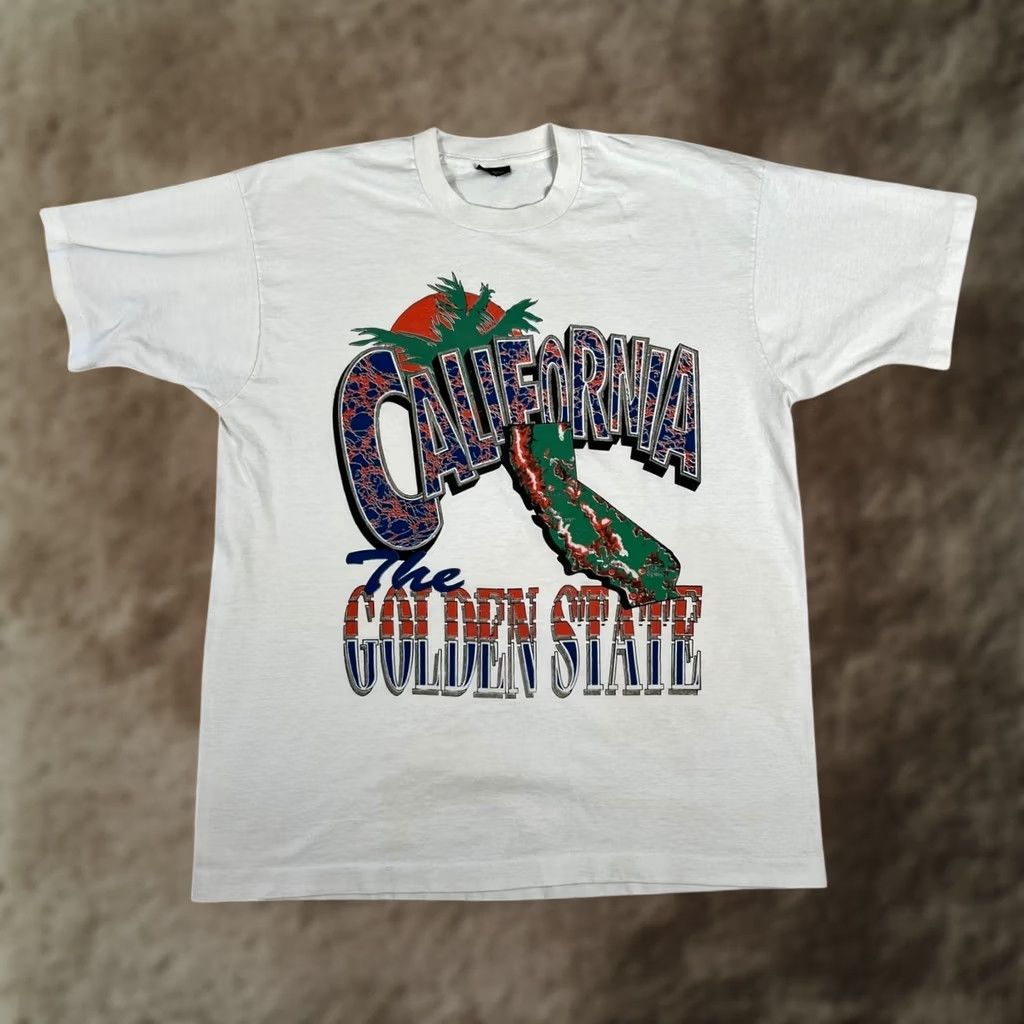 Vintage Vintage California The Golden State T-Shirt Mens XL White Map Single Stitch 90s Size US XL / EU 56 / 4 - 1 Thumbnail