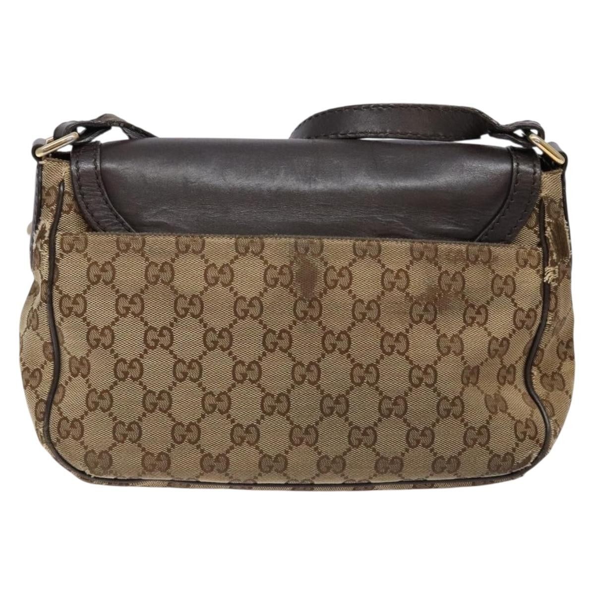 Gucci GUCCI GG Canvas Shoulder Bag Beige Silver Brown Size ONE SIZE - 3 Thumbnail
