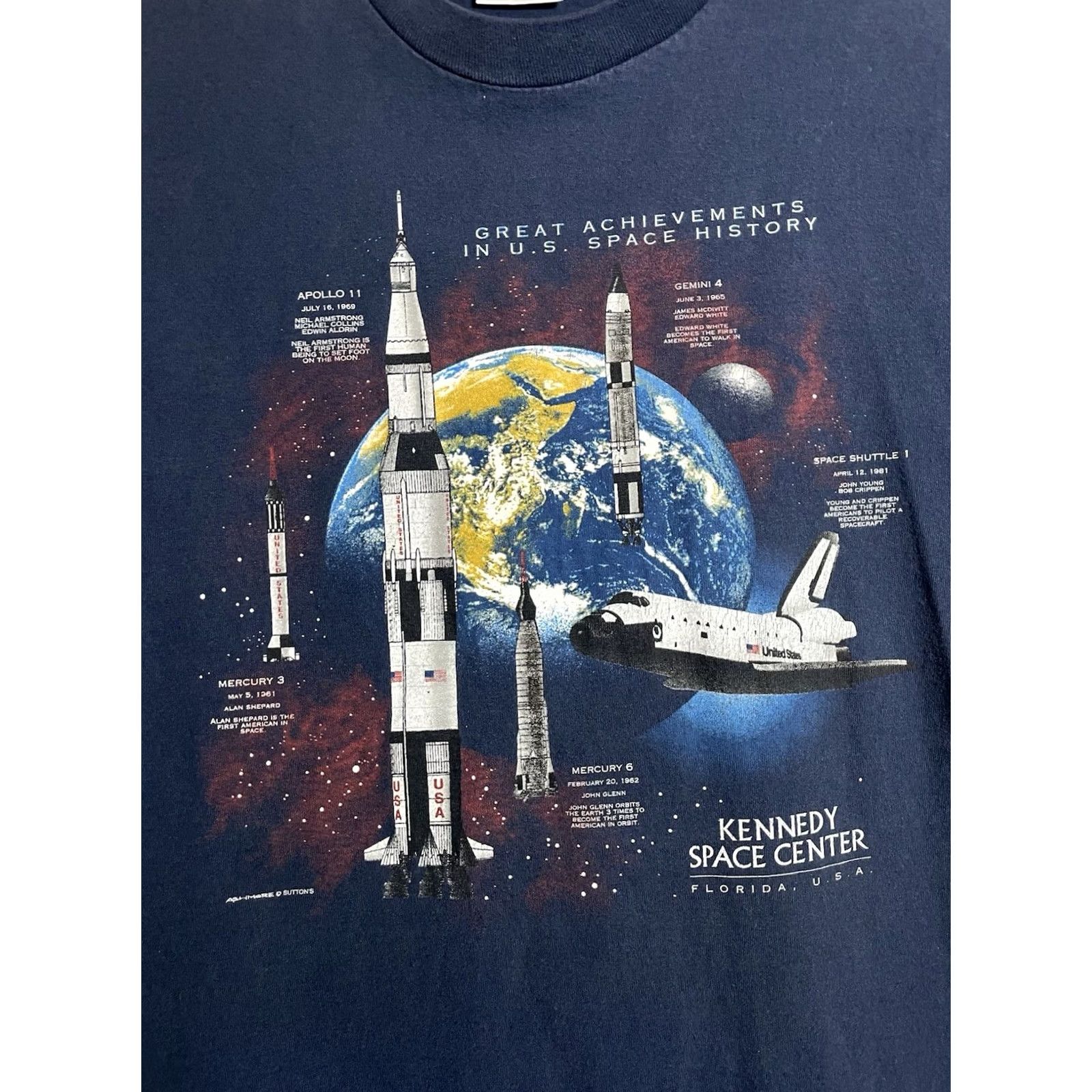 Vintage VINTAGE Kennedy Space Center Space History Shirt L Blue Rocketeer USA Rockets Man T-Shirt Size US L / EU 52-54 / 3 - 4 Thumbnail