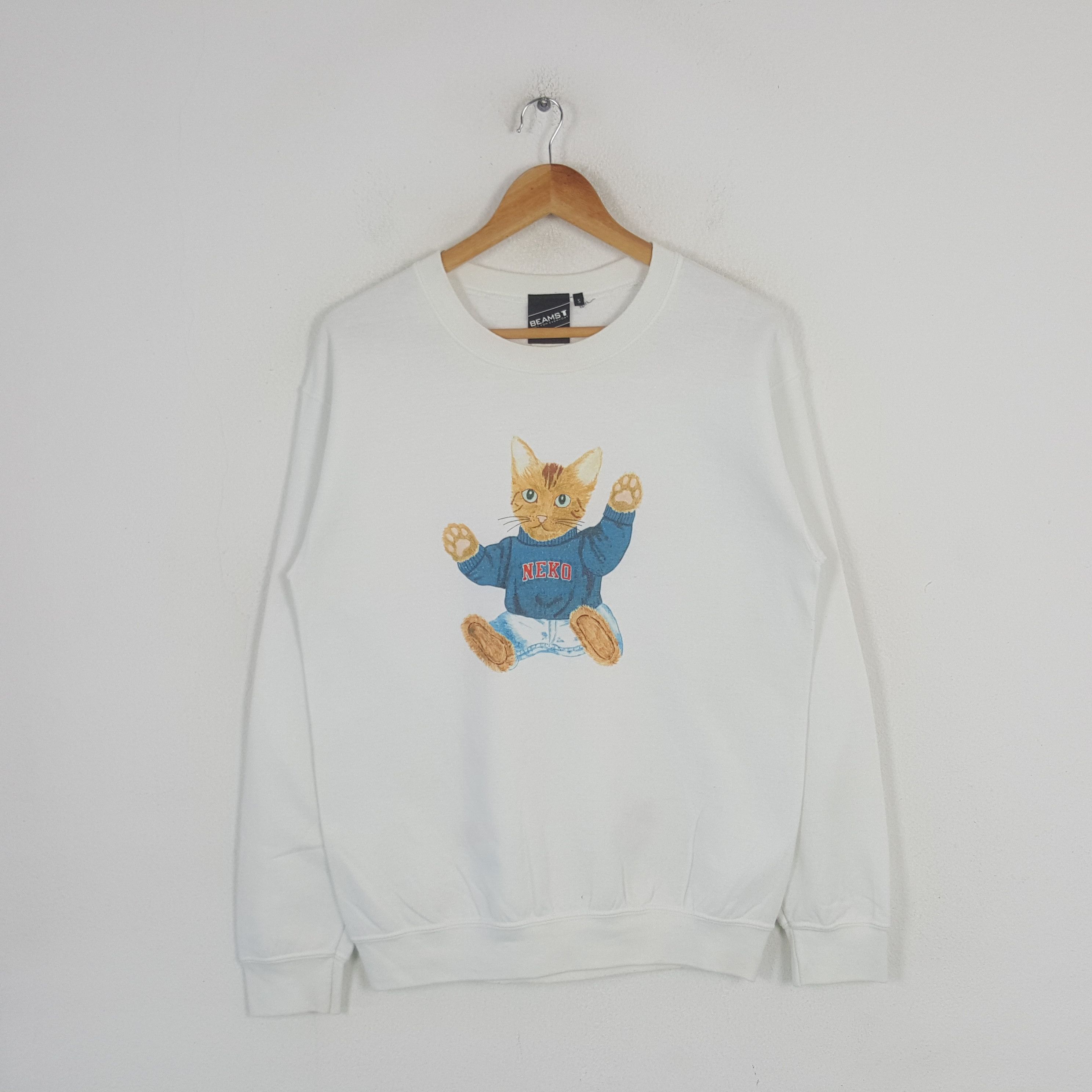 Beams Japan Vintage Beamst Neko Cat Japanese Sweatshirt C287N31 Size US S / EU 44-46 / 1 - 1 Thumbnail