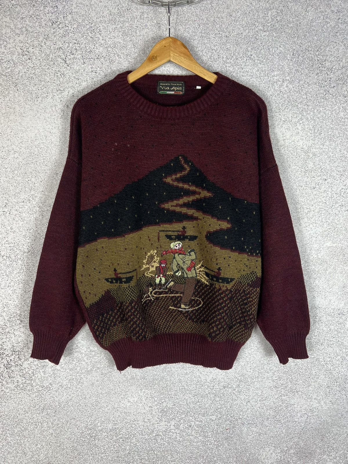 Vintage 90s Graphic Motive Art Sweater Embroidered Logo