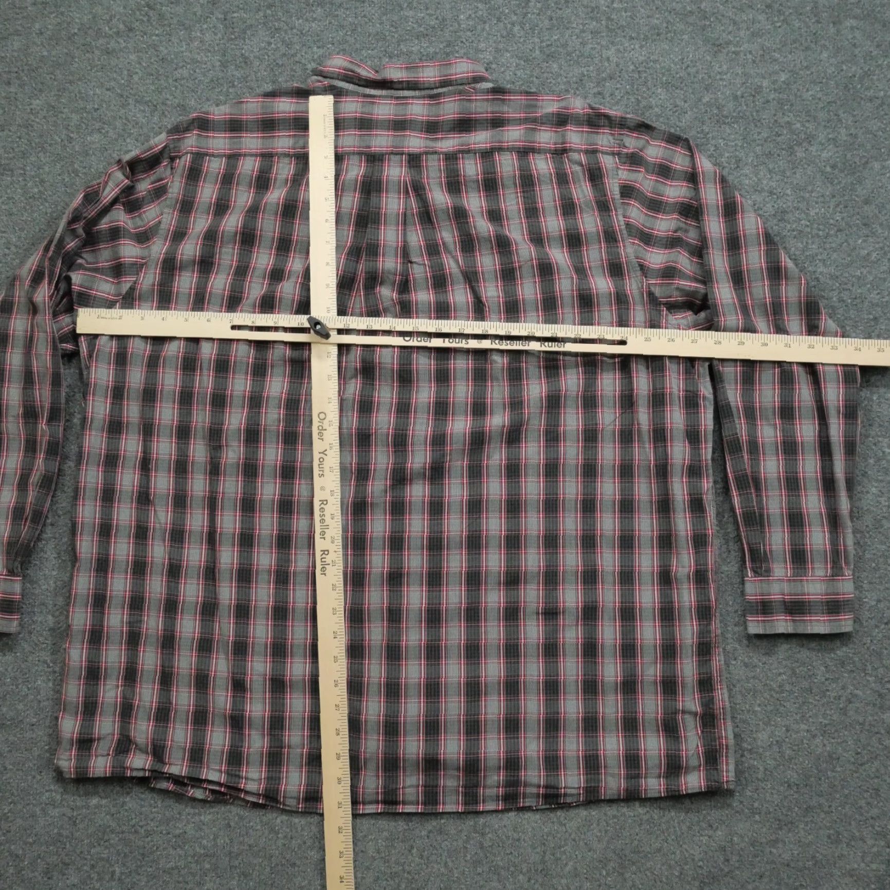 Vintage VINTAGE Rowm Shirt Mens 3XT 3XL Tall Button-Down Cotton Plaid Grey Red Casual Size US XXL / EU 58 / 5 - 6 Thumbnail