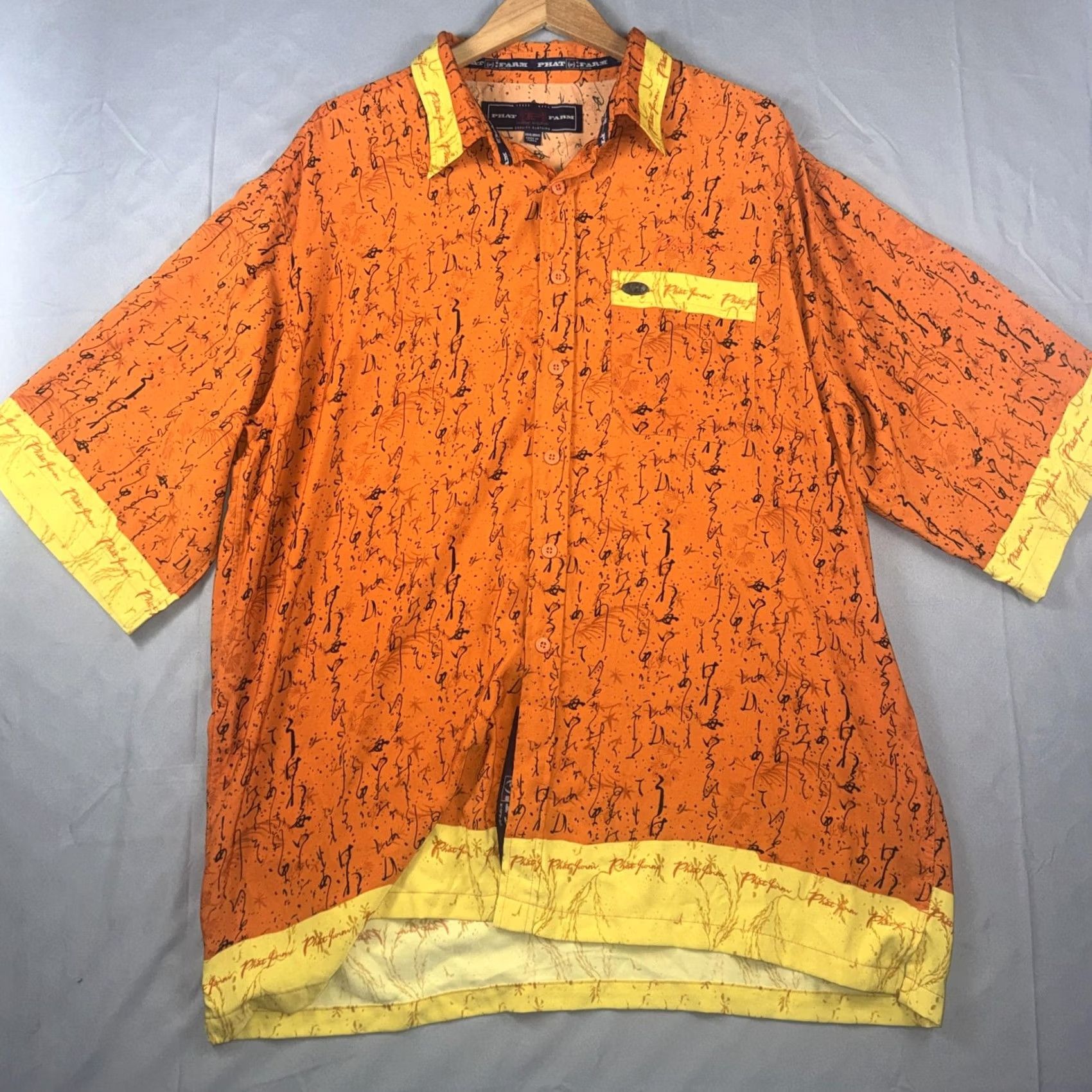 Phat Farm VINTAGE Phat Farm Shirt Men's 3XL Orange Graphic Print Short Sleeve Button Up Size US XXL / EU 58 / 5 - 2 Thumbnail