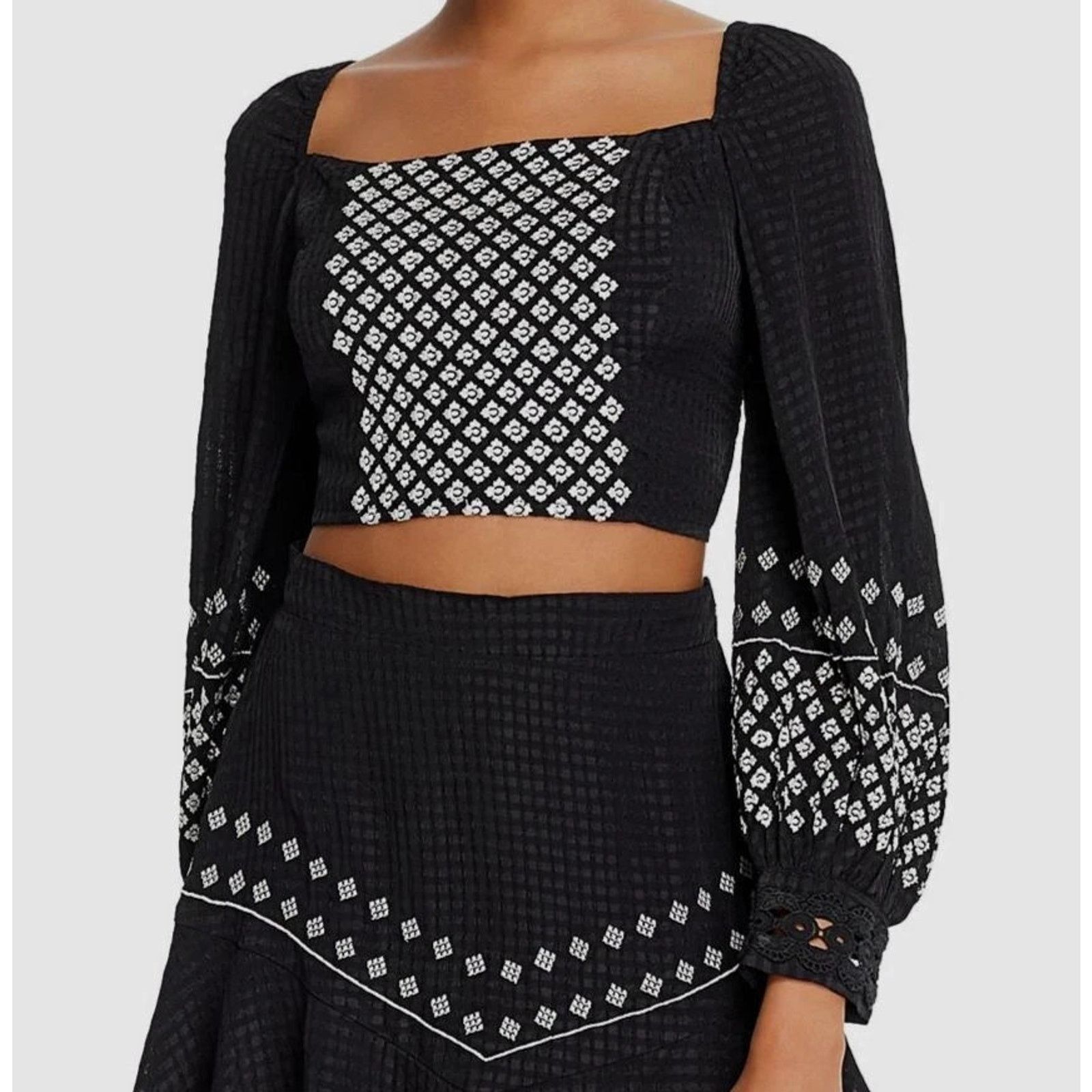 3MAN Rahi Women's Black Long-Sleeve Embroidered Top XS A001532 Size XS / US 0-2 / IT 36-38 - 1 Thumbnail