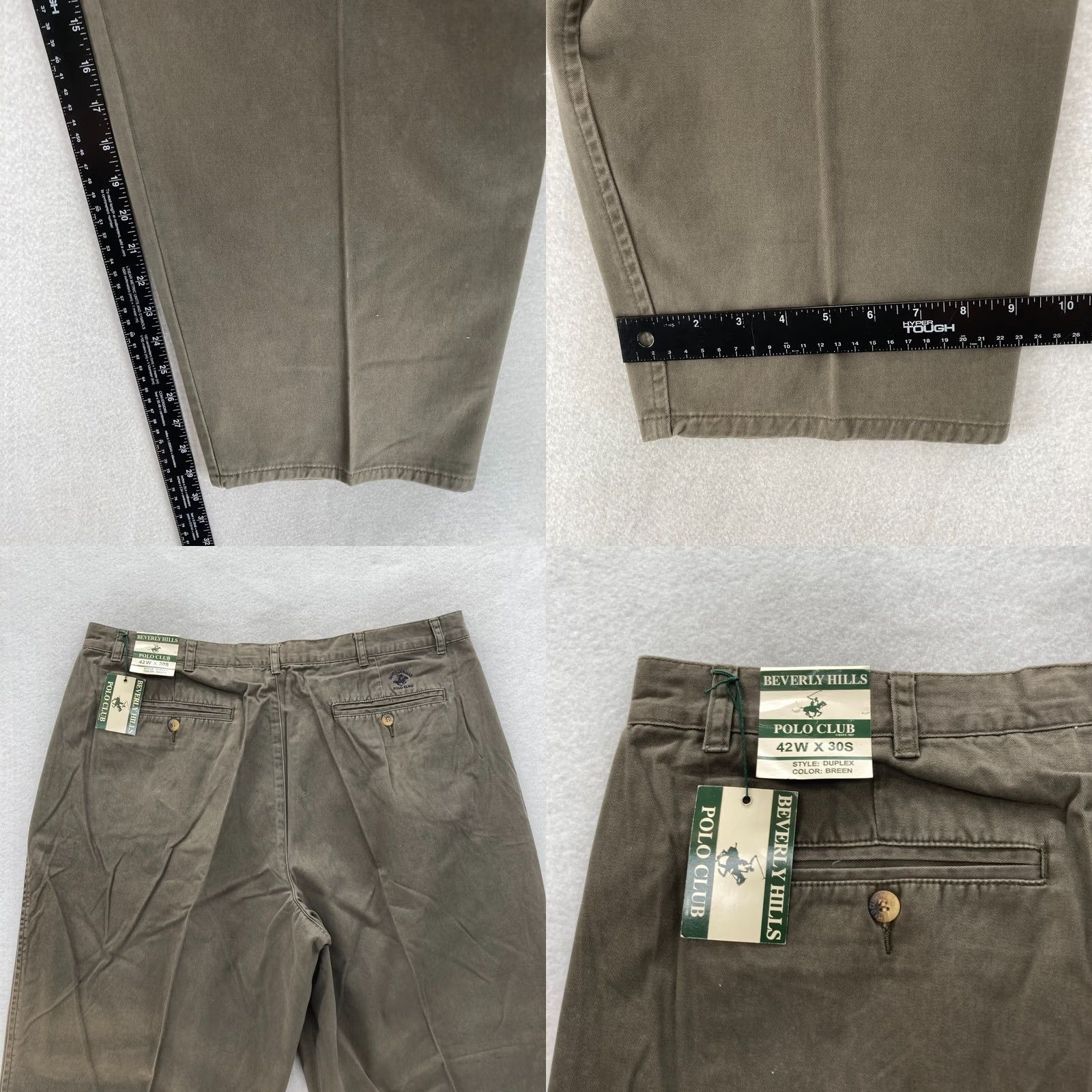 Beverly Hills Polo Club VINTAGE Beverly Hills Polo Club Duplex Chino Pants Mens 42x30 Relaxed Fit Breen Size US XL / EU 56 / 4 - 8 Thumbnail