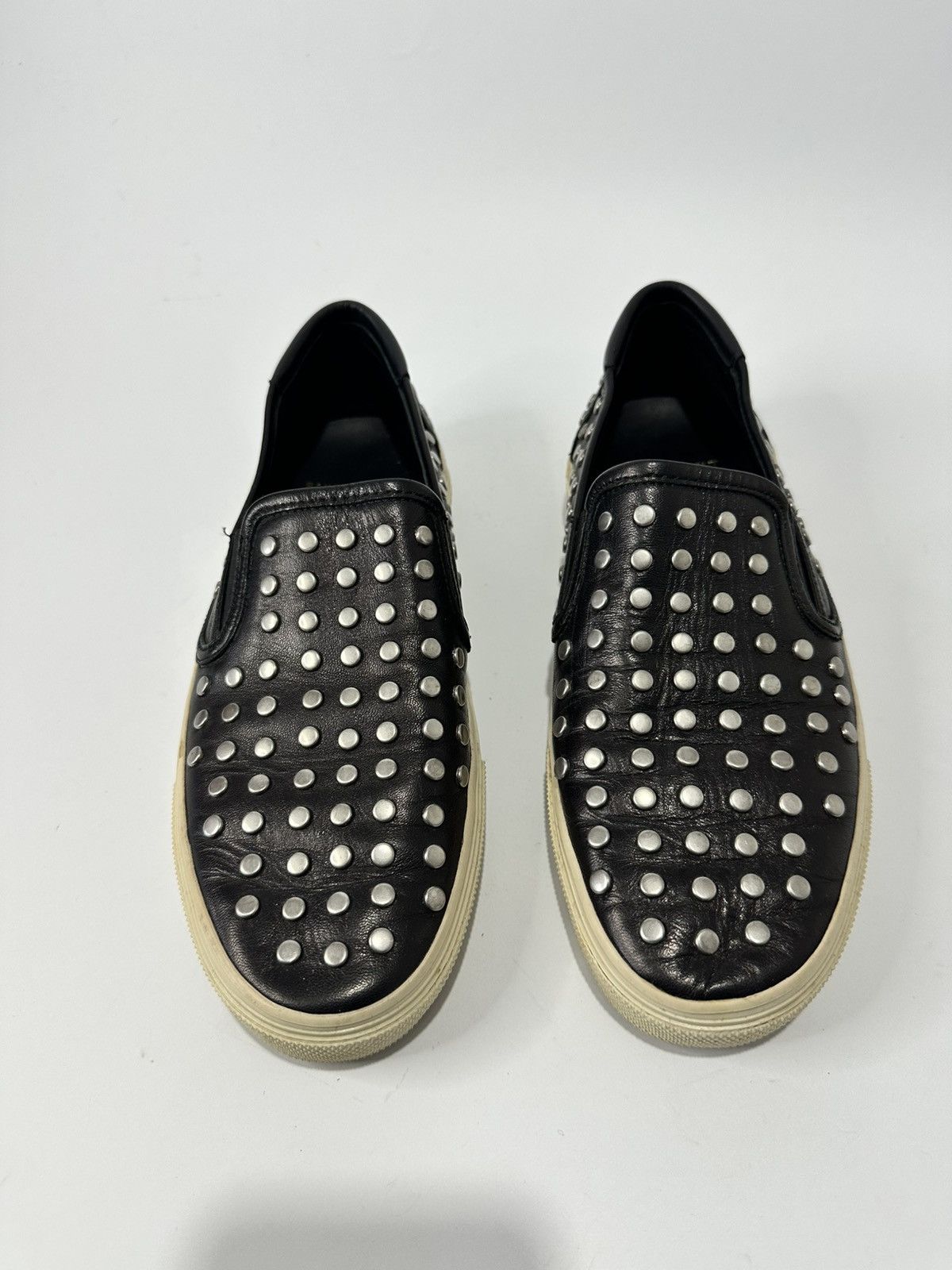 Saint Laurent Paris SAINT LAURENT PARIS Silver studs leather black sneakersEU 39 Size US 9 / IT 39 - 1 Thumbnail