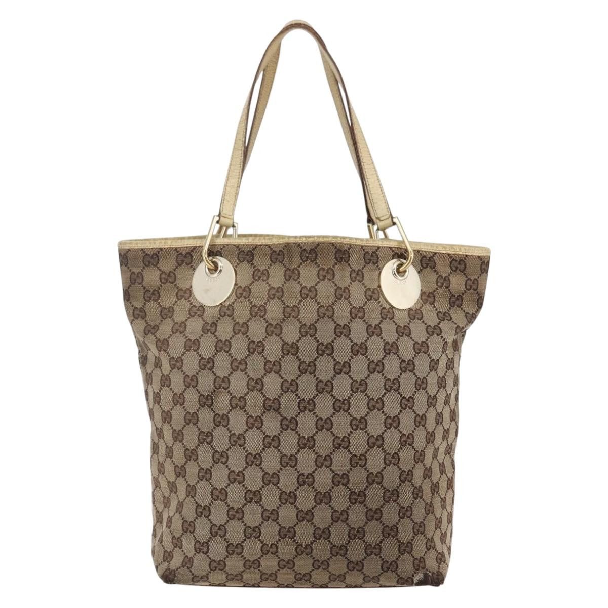 Gucci GUCCI GG Canvas Tote Bag Beige Gold Size ONE SIZE - 2 Thumbnail
