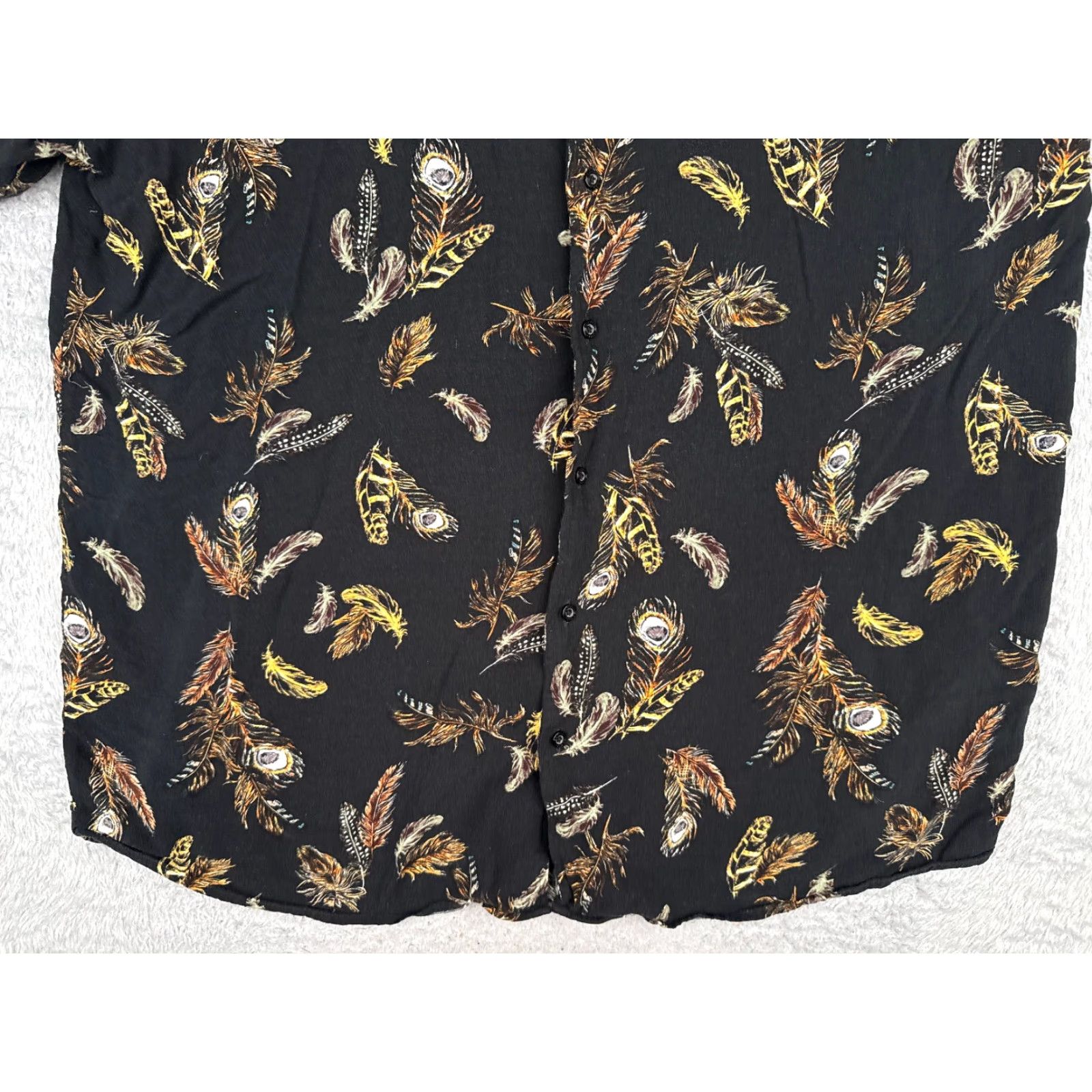 Vintage VINTAGE 185 Couture Shirt Men 1XL Black Floral Feathers AOP Hawaiian Button Cotton Read Size US XL / EU 56 / 4 - 5 Thumbnail