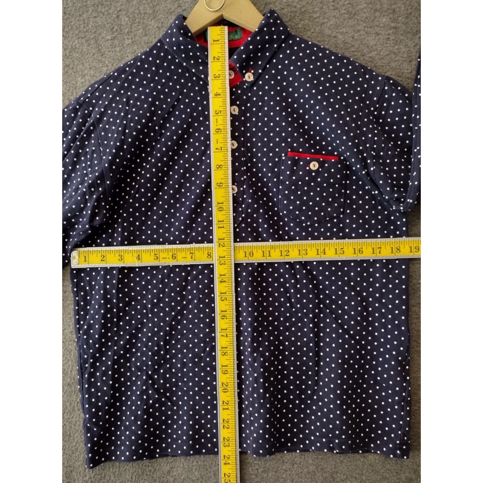 Vintage Jsk Men's XL Polo Shirt Polka Dot Blue/White Regular Fit Long Sleeve Button-Down Collar Casual Size US XL / EU 56 / 4 - 4 Thumbnail