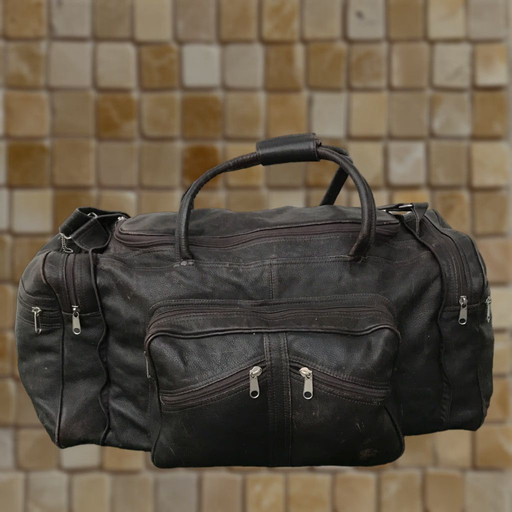 Vintage VINTAGE CCB Crafts of Brazil Leather Duffle Bag XL Travel Weekender Luggage - Brown, Dark, Unisex Adult, 23" L x 13" H x 11" W, Leather, Duffel Size ONE SIZE - 1 Thumbnail