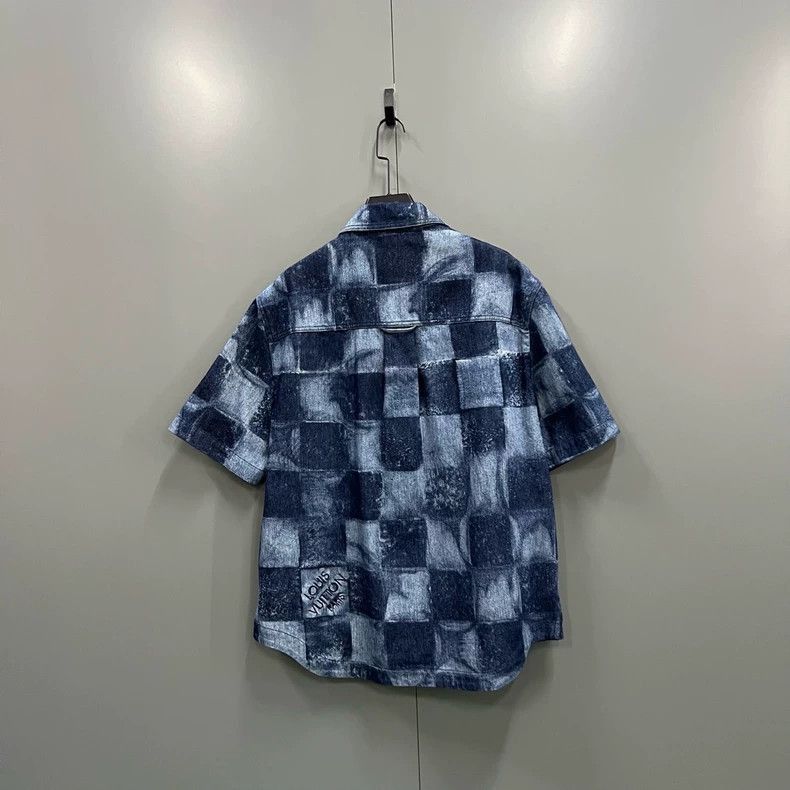 Louis Vuitton Louis Vuitton Denim Checkered Short Sleeve Shirt-2506 Size US L / EU 52-54 / 3 - 2 Thumbnail