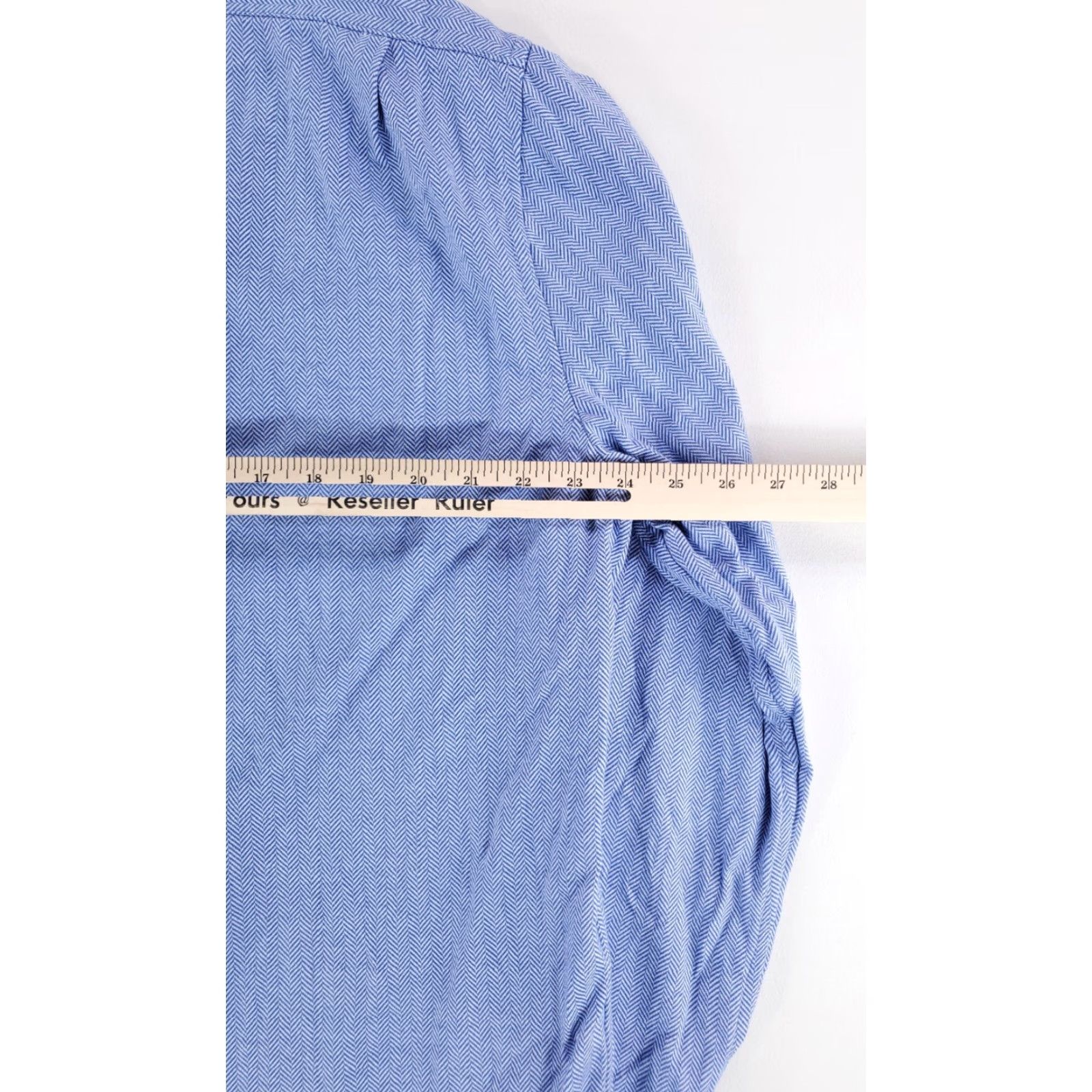 Polo Ralph Lauren Polo Ralph Lauren Knit Button-Up Dress Shirt Herringbone Blue Mens XXL Long Sleeve Shirt Size 48R - 7 Thumbnail