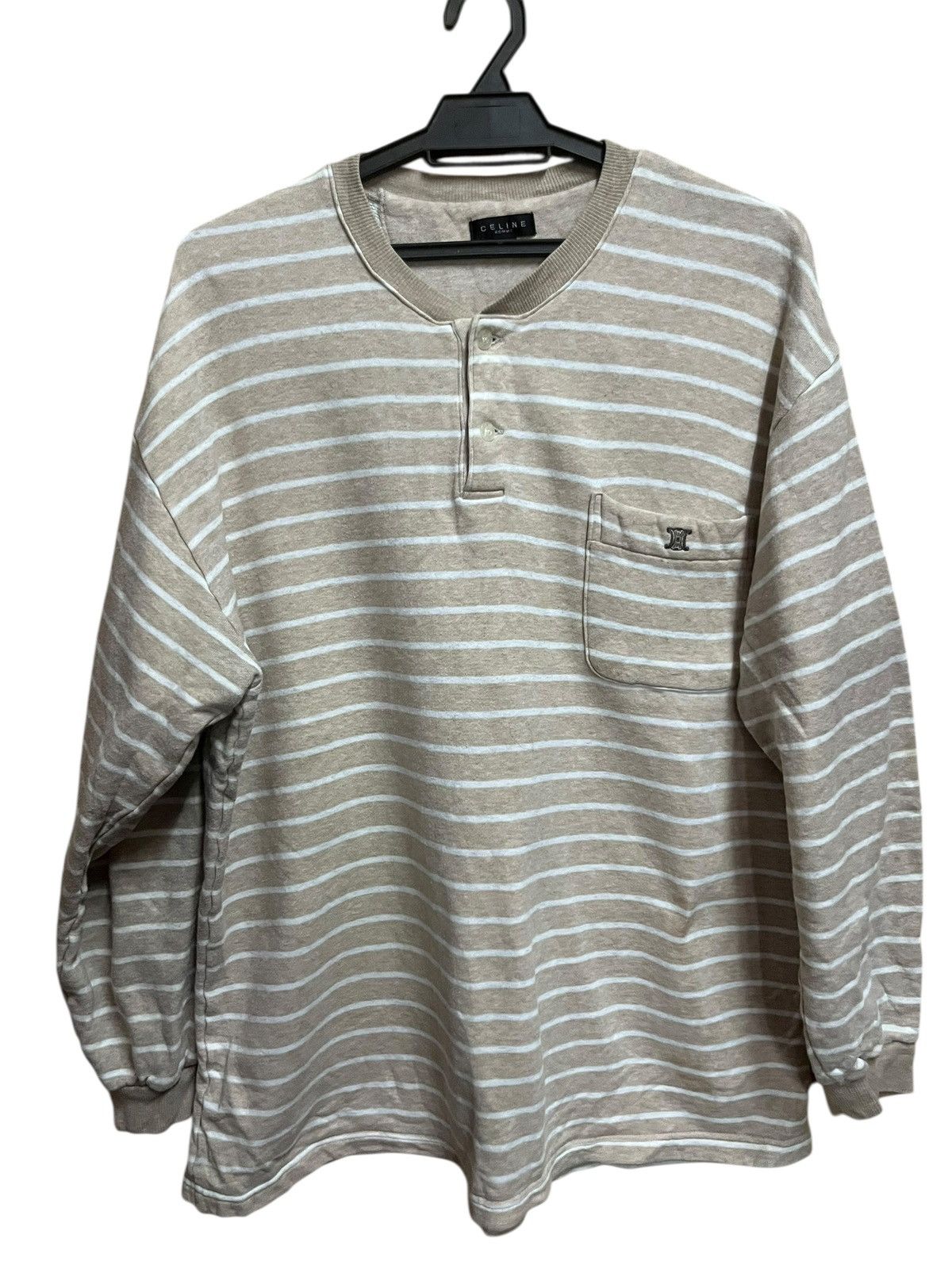 Celine Celine Homme Stripe Half button Pull Over Sweatshirt Size US M / EU 48-50 / 2 - 1 Thumbnail