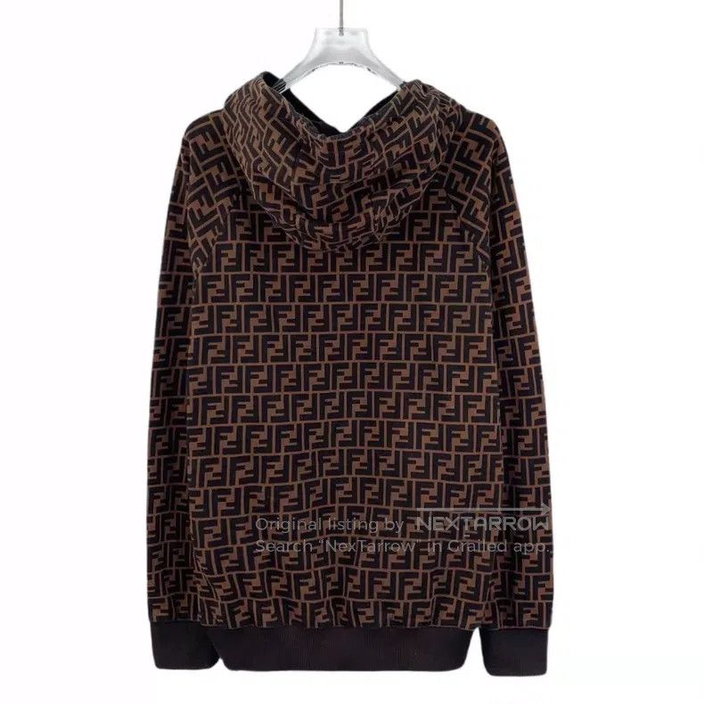 Fendi Fendi Dark Brown Logo Letter Full-Print Cotton Hooded Draw Size US L / EU 52-54 / 3 - 2 Thumbnail