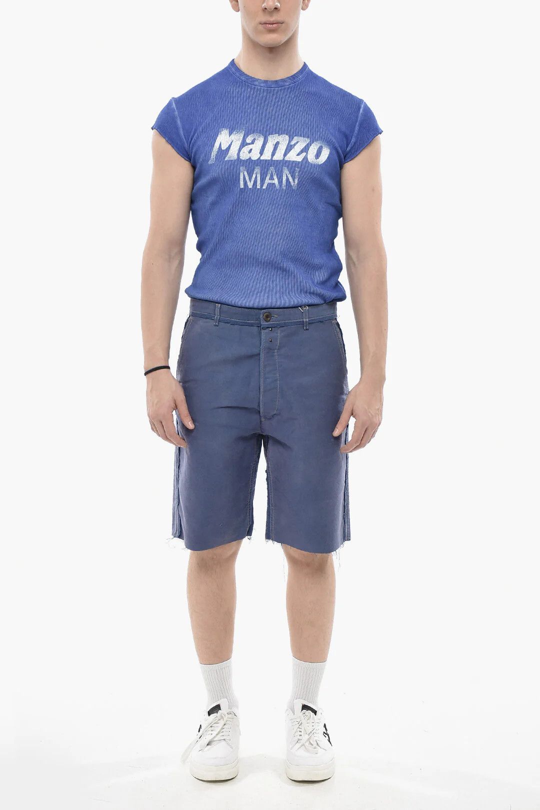 Maison Margiela og1mm0326 MM1 Cotton Short in Blue Size US 34 / EU 50 - 4 Thumbnail