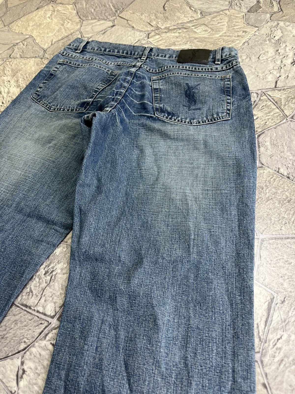 Vintage Vintage Yves Saint Lauren Big Logo Distressed Jeans YSL Size US 34 / EU 50 - 2 Thumbnail