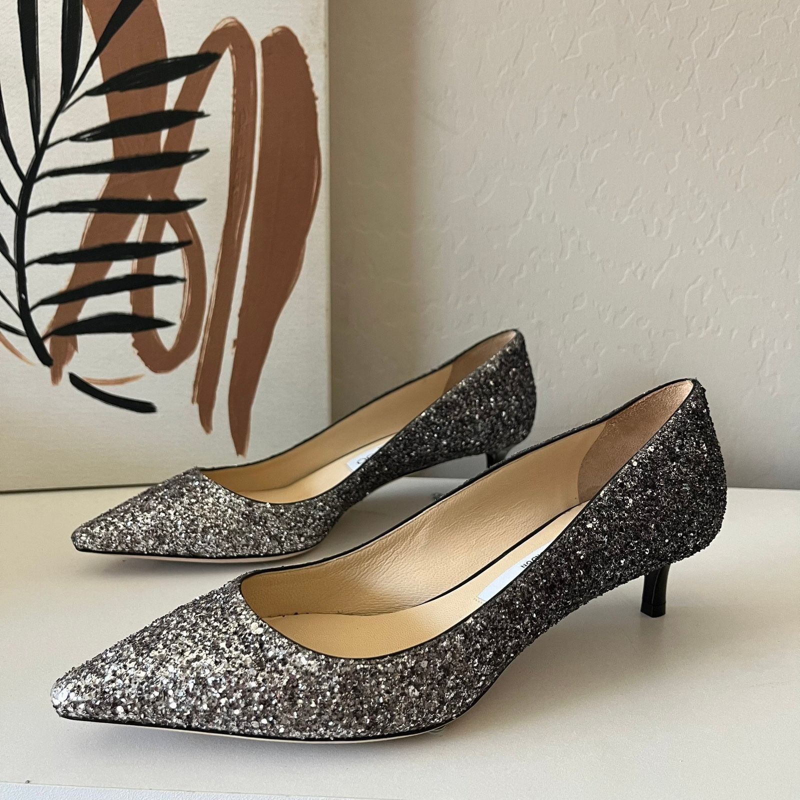 Jimmy Choo Jimmy Choo Romy Silver Pointed Toe Kitten Heel Pumps Size 37 Size US 7 / IT 37 - 1 Thumbnail