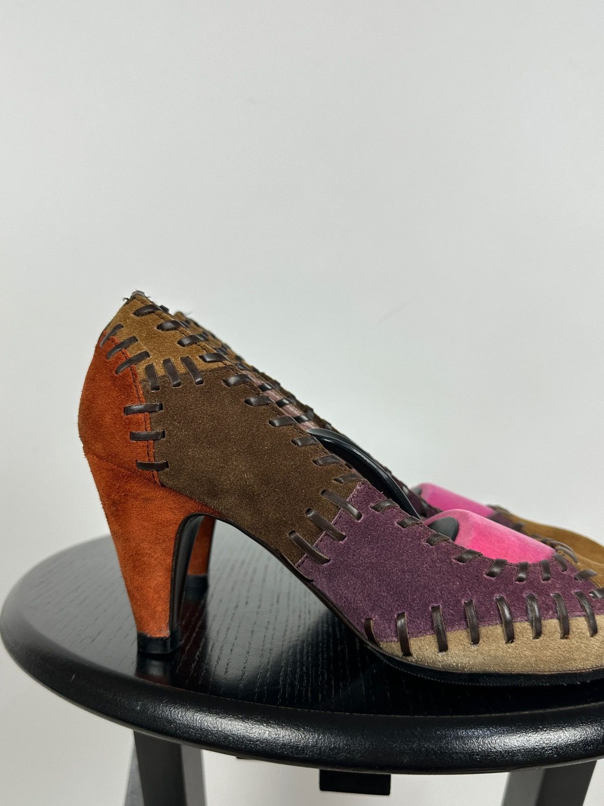 Miu Miu × Prada Miu Miu Multicolor Suede Patchwork Heels Size US 6 / IT 36 - 16 Thumbnail