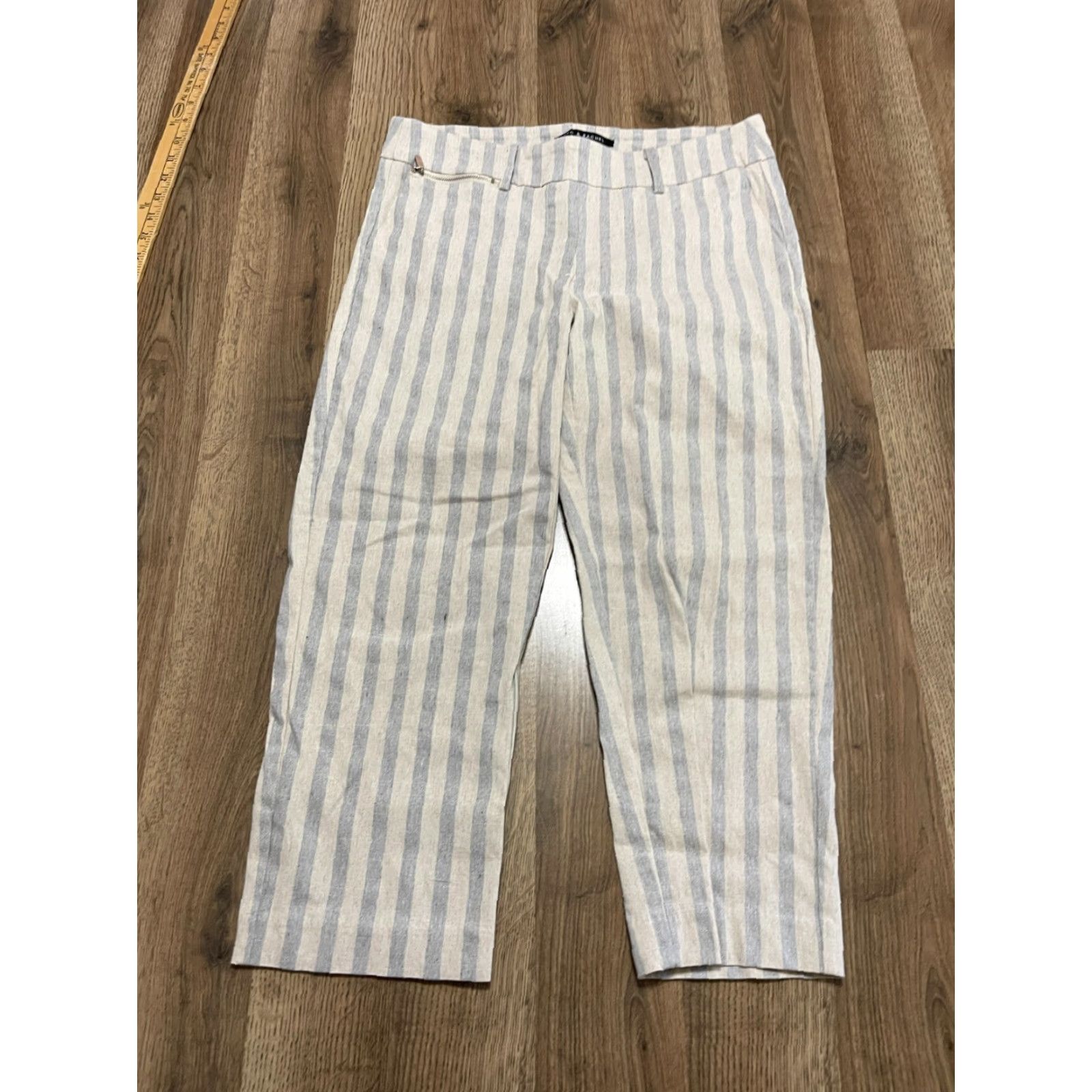 Vintage Zac & Rachel Pants Women's 8 Capris Pull On Striped Blue White Casual Size 30" / US 8 / IT 44 - 2 Thumbnail