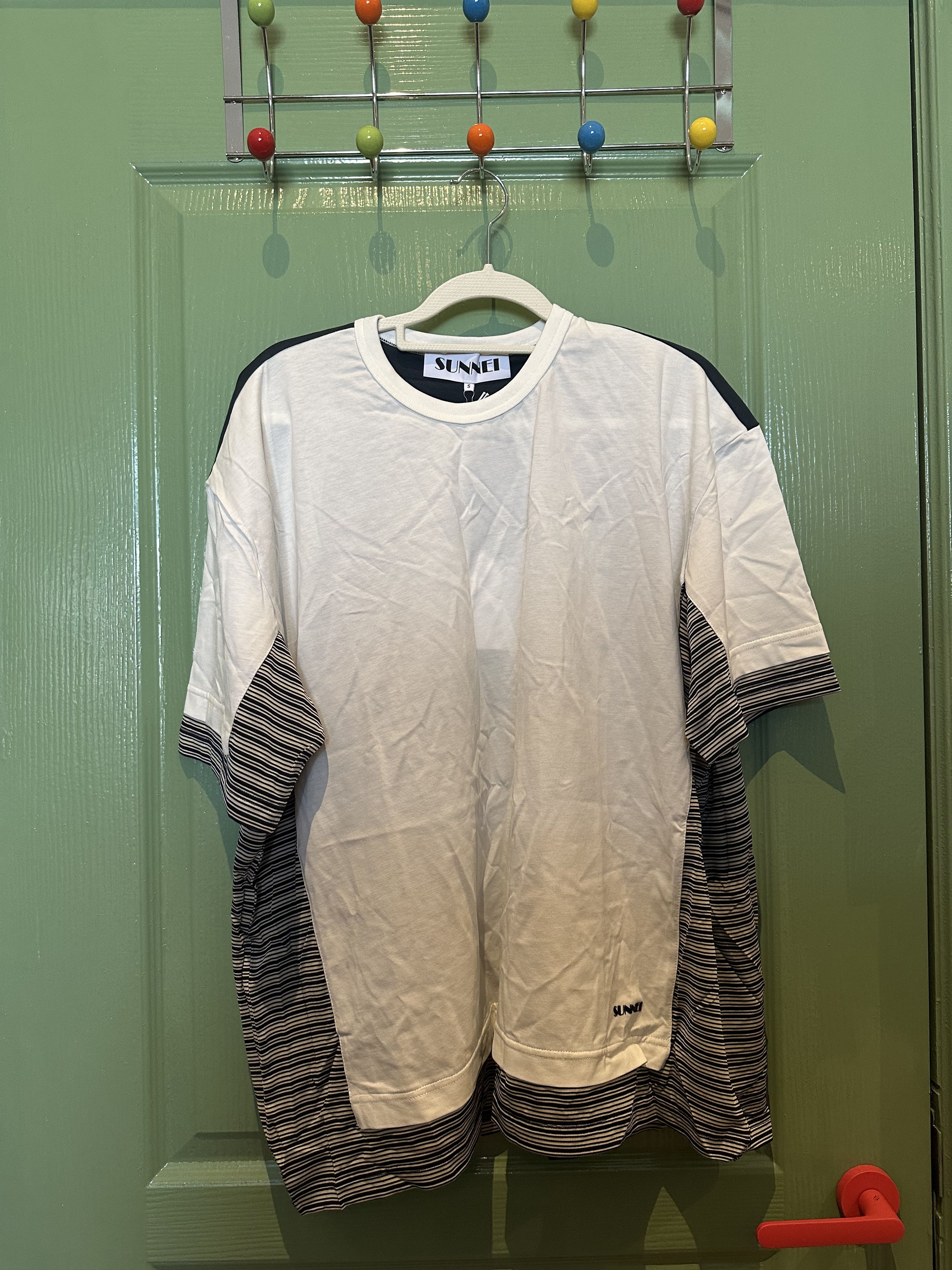 Sunnei SUNNEI Off-White & Green Double T-Shirt Size US S / EU 44-46 / 1 - 6 Thumbnail