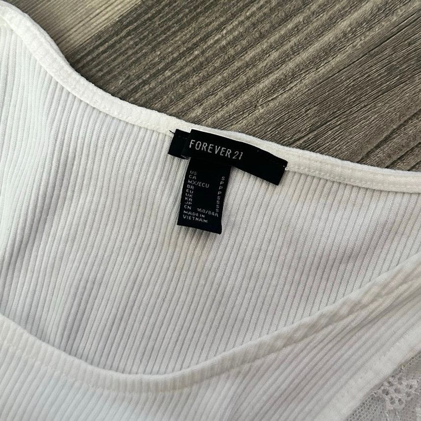 Forever 21 forever 21 white lace ribbed tank top Size S / US 4 / IT 40 - 3 Thumbnail
