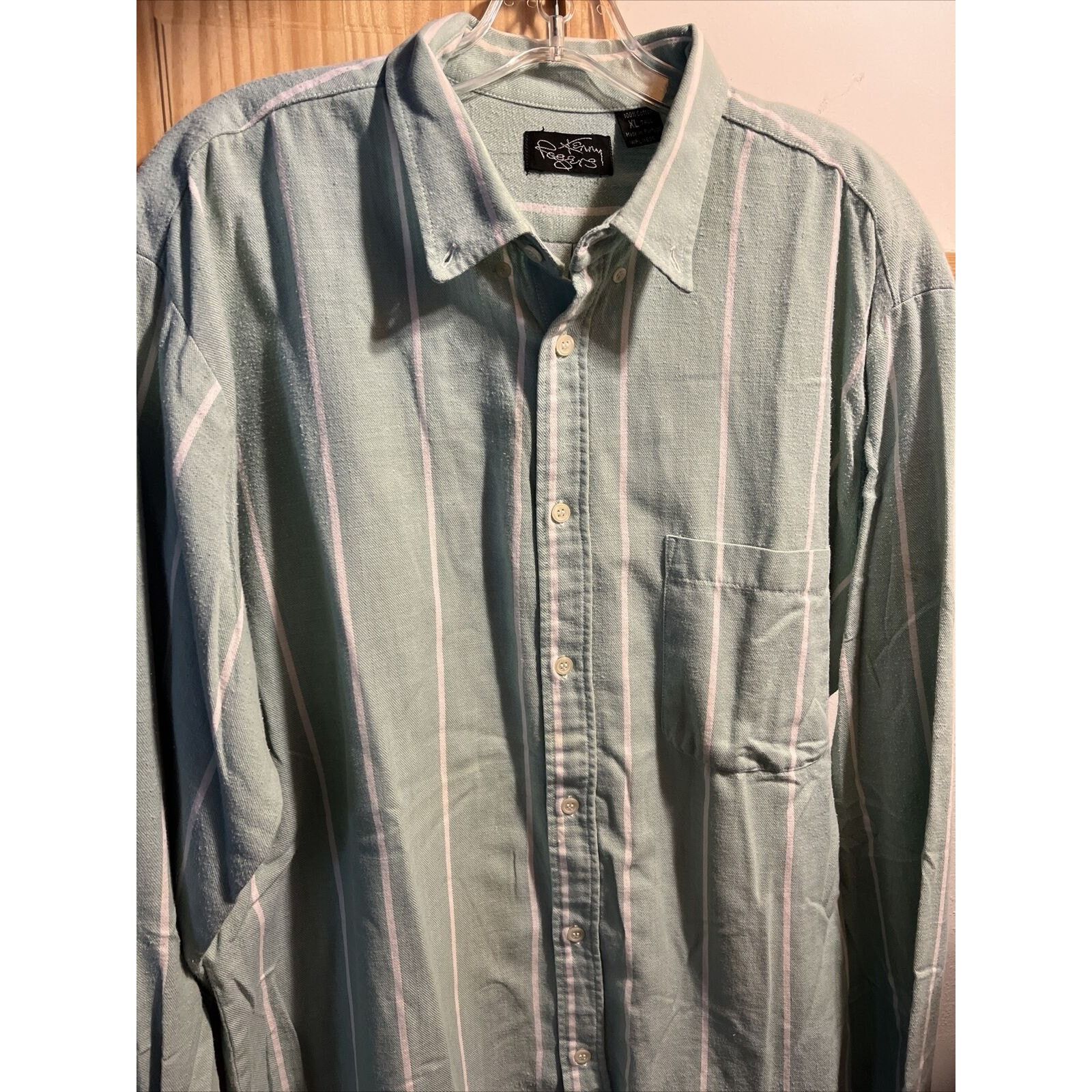 Other Kenny Rogers Vintage Mens XLT Green Striped LS Cotton Shirt Size US XL / EU 56 / 4 - 7 Thumbnail