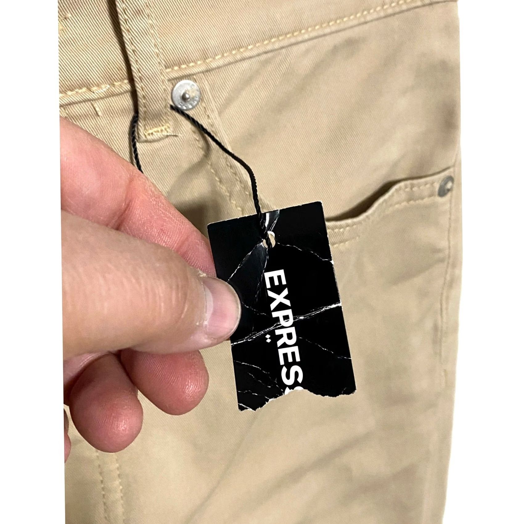 Express Express Khaki Jeans Womens 6R Straight High Rise NWT Chino Casual Workwear 29W 25.5in Inseam - Beige/Preppy, 79% Cotton 19% Rayon 2% Spandex Size 28" / US 6 / IT 42 - 5 Thumbnail