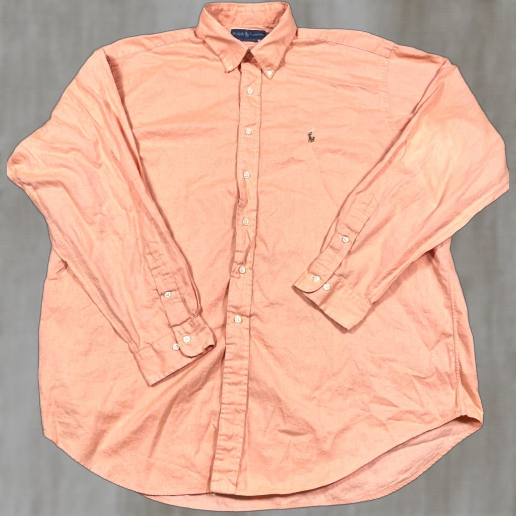 Ralph Lauren Ralph Lauren Shirt Men XL Orange Classic Fit Button Up Dress Flesh Pony Solid Size 46R - 1 Thumbnail