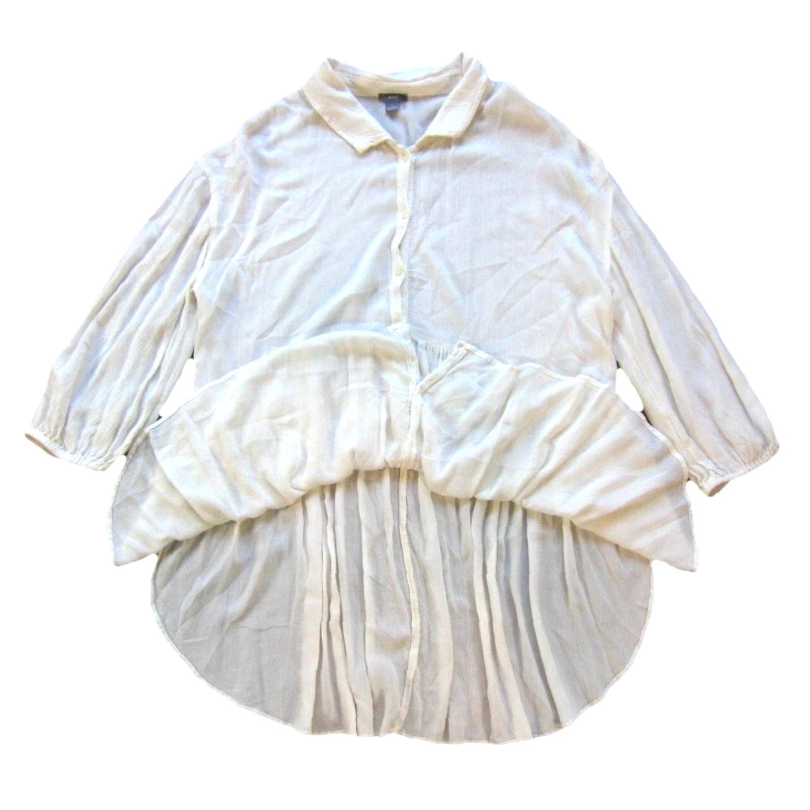 Vintage Aerie White Collared 3/4 Sleeve Button Up Peasant Blouse Woman Large Size L / US 10 / IT 46 - 3 Thumbnail