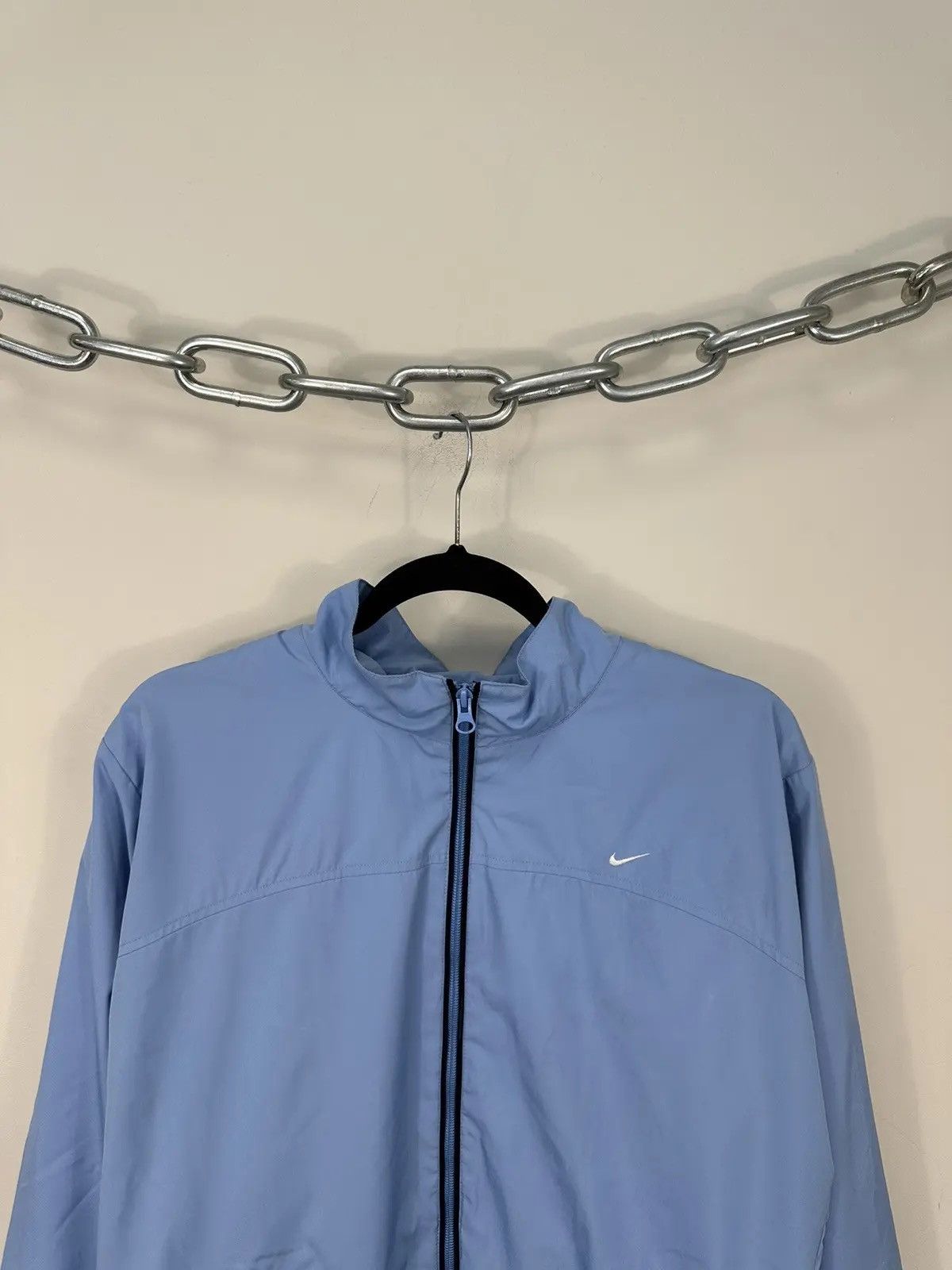 Nike × Vintage Vintage Nike Y2K Light Blue Swoosh Hype Retro Drill Jacket Size US XL / EU 56 / 4 - 2 Thumbnail
