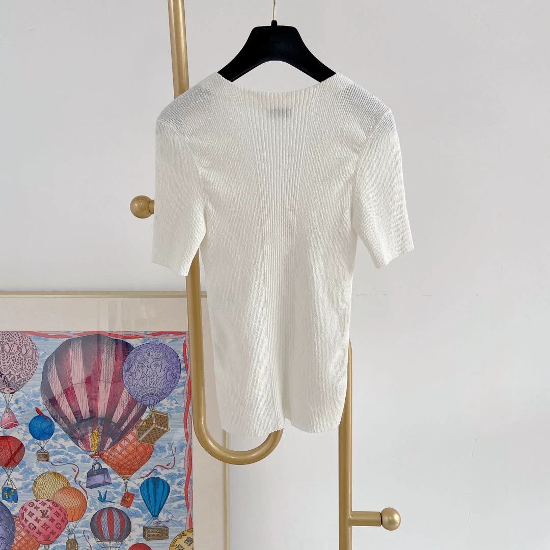 Chanel Chanel white knit tee 34 Size XS / US 0-2 / IT 36-38 - 3 Thumbnail