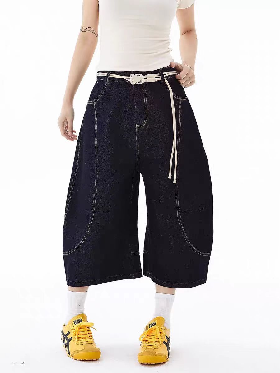 Jean Black drawstring design loose-fit shorts Size US 30 / EU 46 - 2 Thumbnail