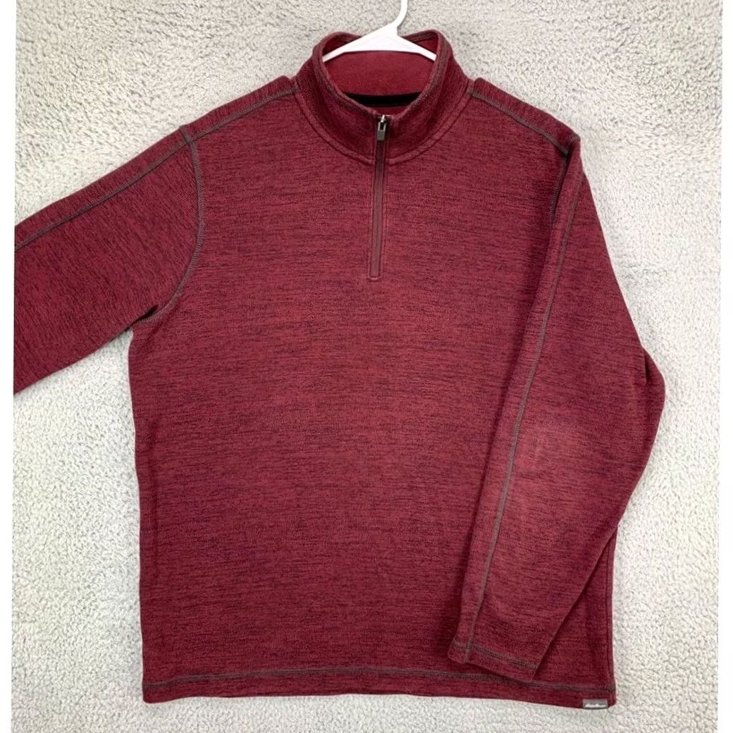 Eddie Bauer Eddie Bauer Pullover Sweatshirt Logo Mens Large Maroon 1/4 Zip Knit Solid Vintage: No Size US L / EU 52-54 / 3 - 3 Thumbnail