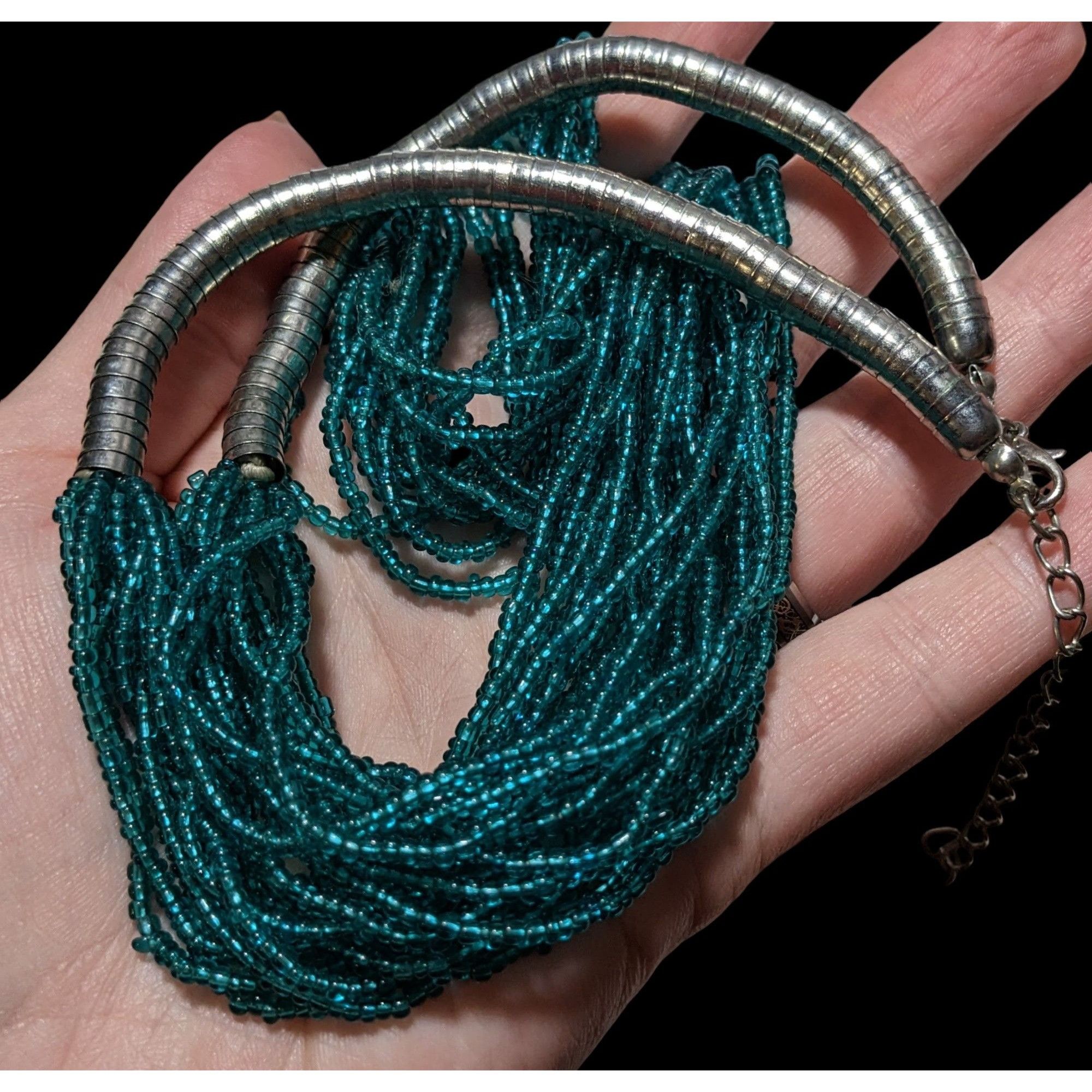 Other Vintage 70s Blue And Silver Beaded Necklace Size ONE SIZE - 4 Thumbnail