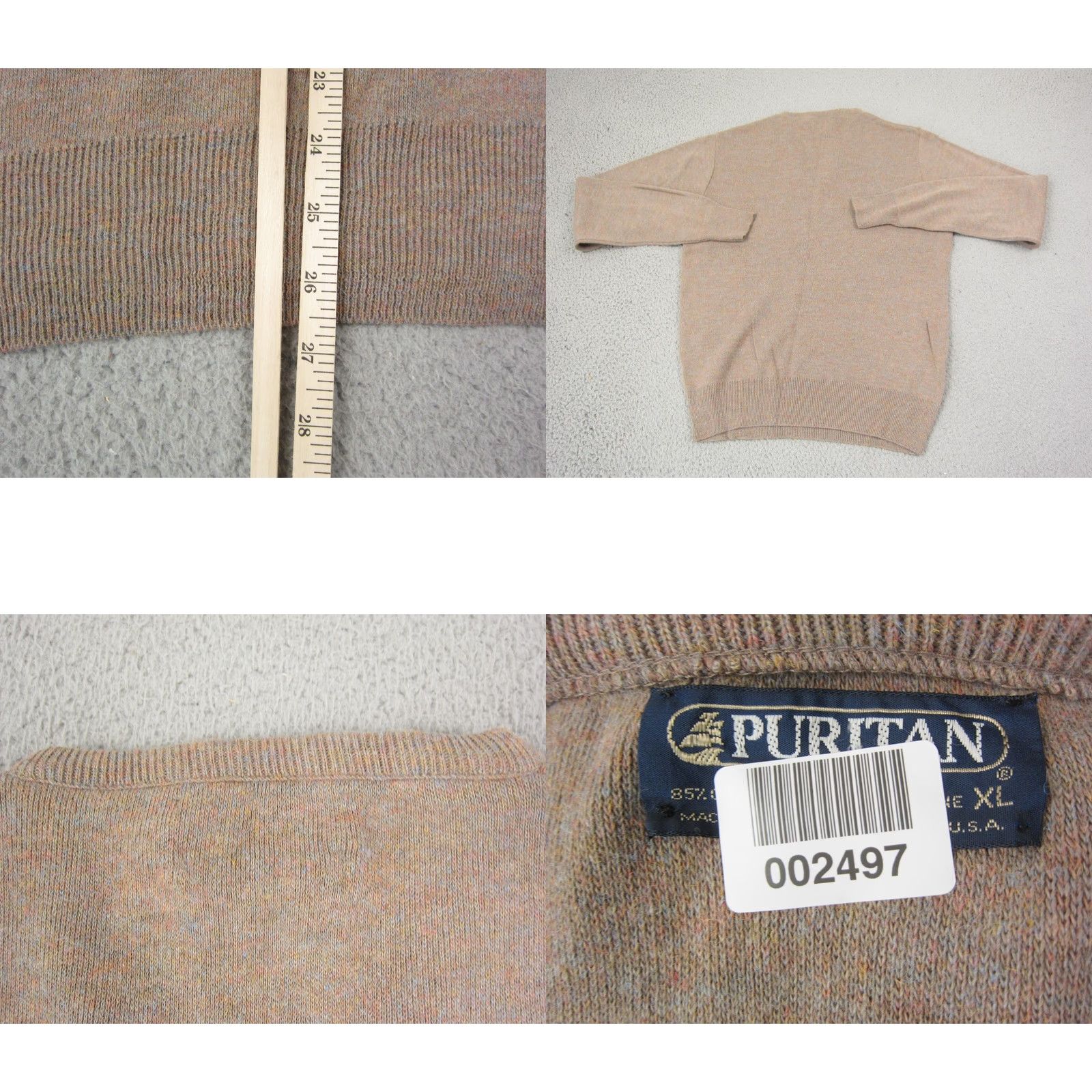 Vintage VINTAGE Puritan Sweater Mens XL Brown V-Neck Made in USA 70s Marl Distressed Pullover Knit Size US XL / EU 56 / 4 - 8 Thumbnail