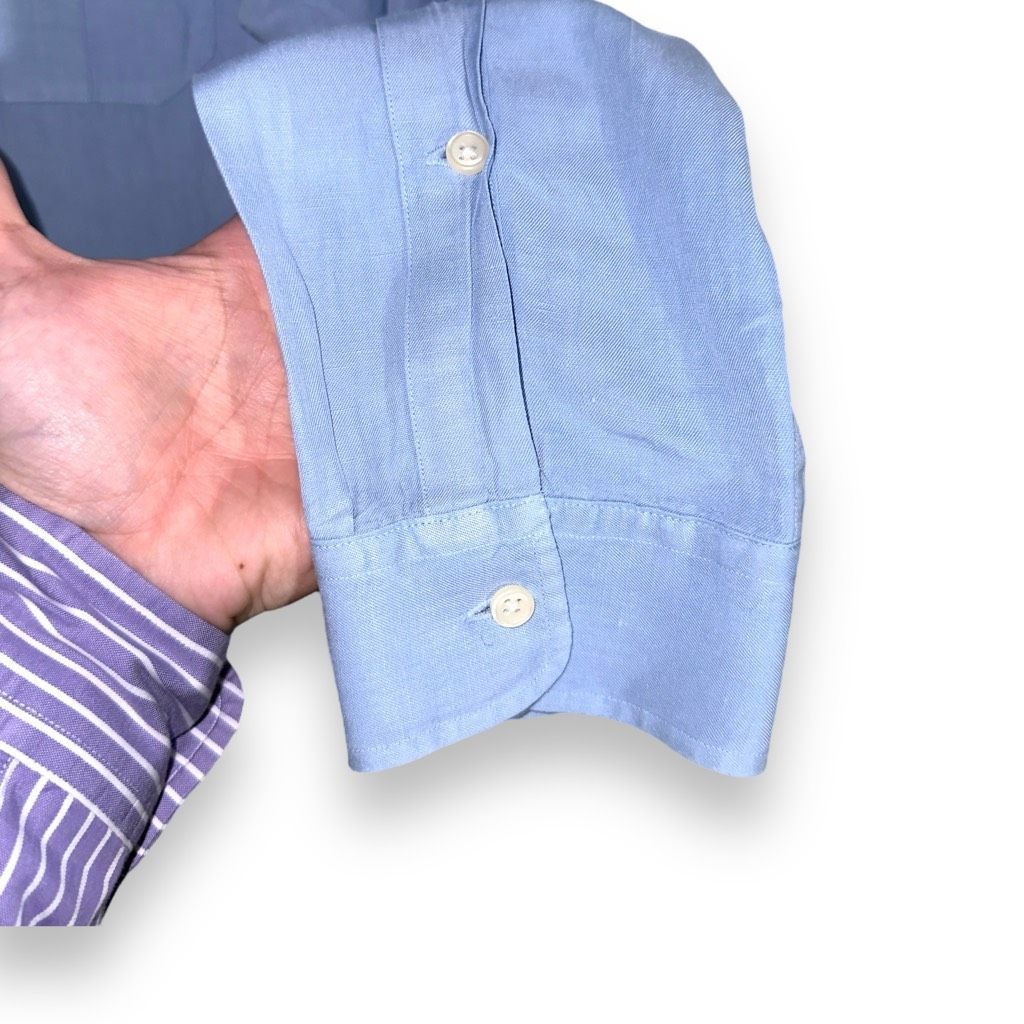 Polo Ralph Lauren Polo Ralph Lauren Sky Blue Silk & Linen Button Up Shirt L Size US L / EU 52-54 / 3 - 8 Thumbnail