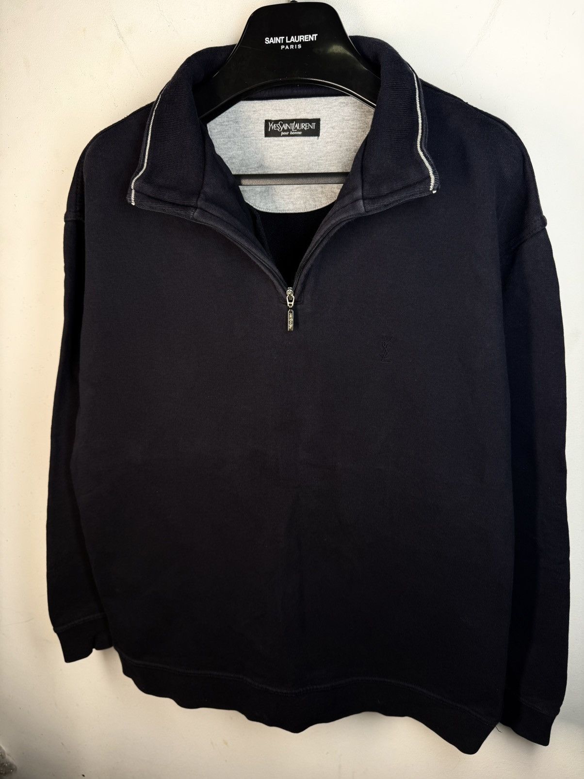 Yves Saint Laurent 90s YSL Sweatshirt 1/4 Quarter Zip Sweater Old Money Vintage Size US XL / EU 56 / 4 - 18 Thumbnail