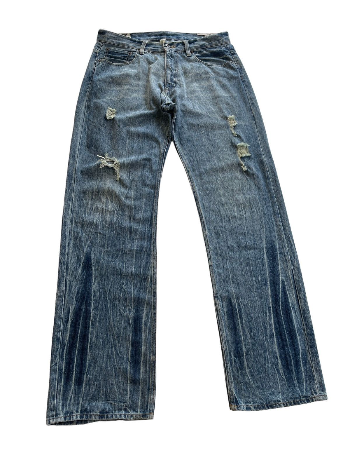 Japanese Brand PICK!!! Modish Style Flame Distressed Denim Size US 33 - 4 Thumbnail