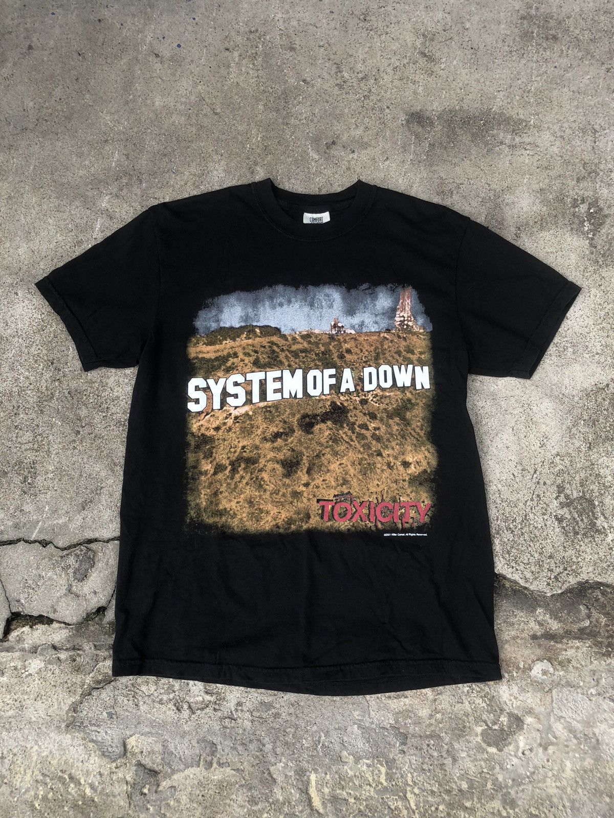 image of Band Tees x Vintage System Of A Down Toxicity Tour 2002’S in Black, Men's (Size Large)