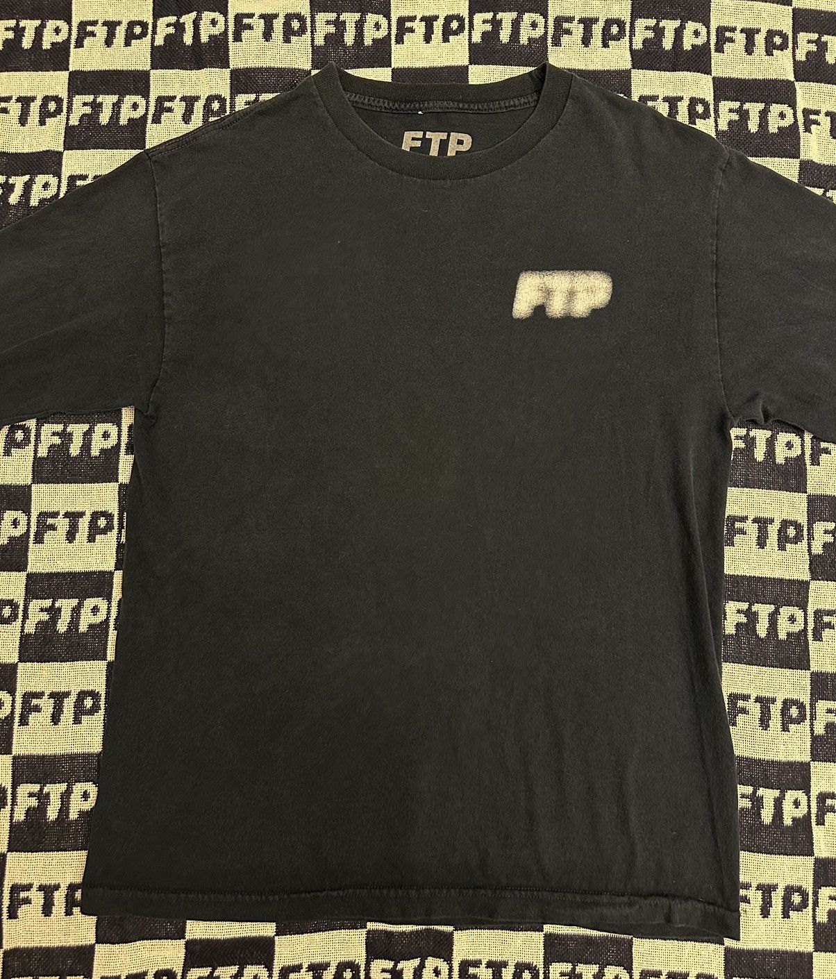 image of Fuck The Population Ftp Blur Long Sleeve Tee in Blue, Men's (Size Large)