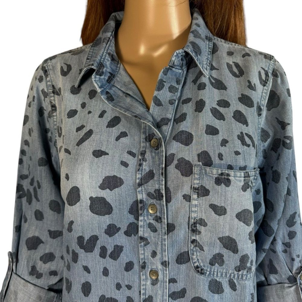 Other New SIDE STITCH Button Front Animal Print Denim Shirt Size Size XS / US 0-2 / IT 36-38 - 3 Thumbnail