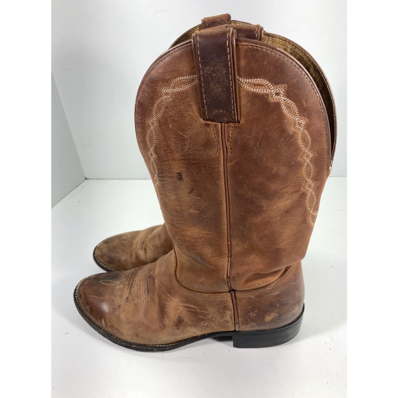 Tony Lama VINTAGE Tony Lama Boots Women 7.5 B Brown Leather 12 Inch Western Rodeo Style 1750 Womens Size US 8 / IT 38 - 4 Thumbnail