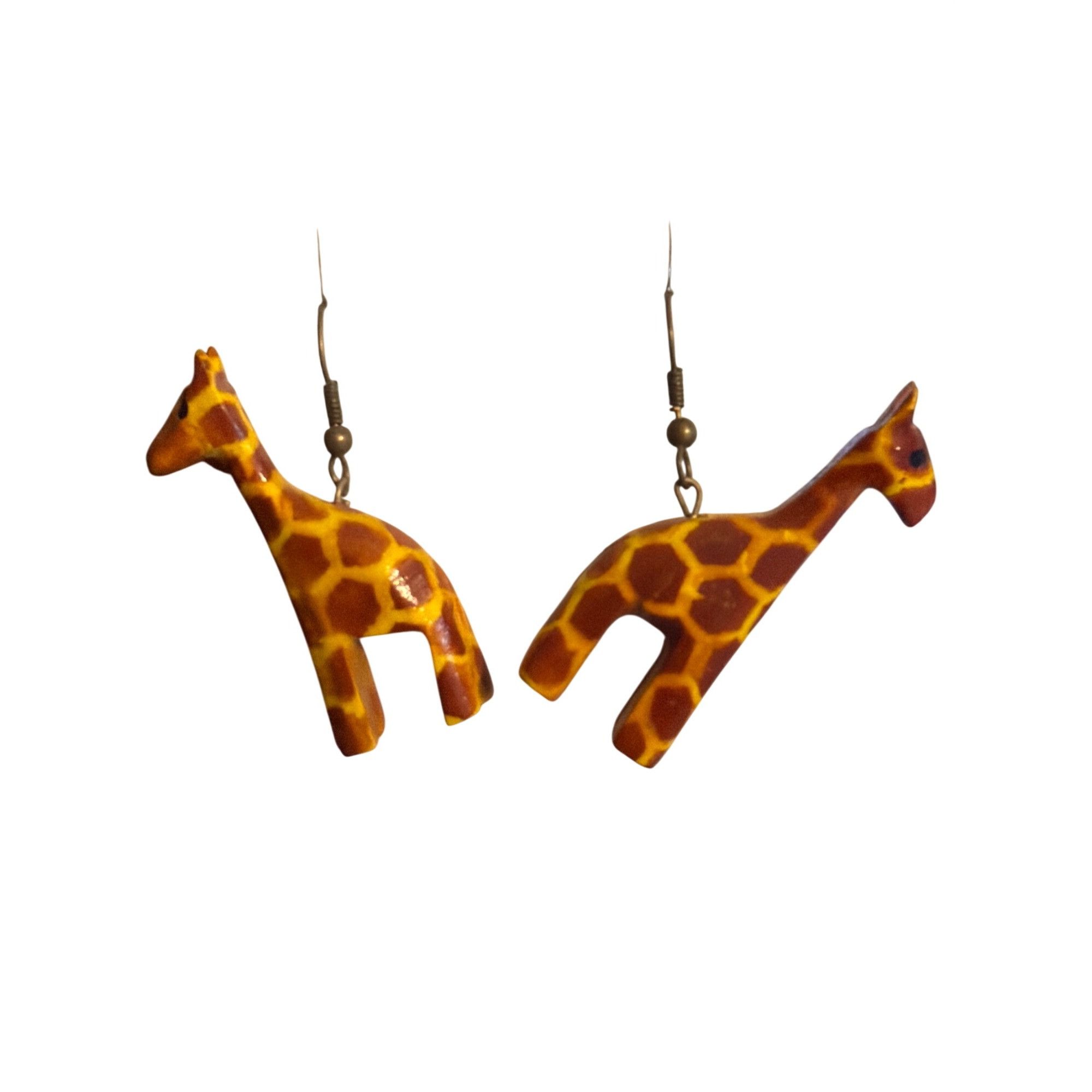 Other Hand painted Giraffe Dangle Wood Earrings Lightweight Hooks Size ONE SIZE - 1 Thumbnail