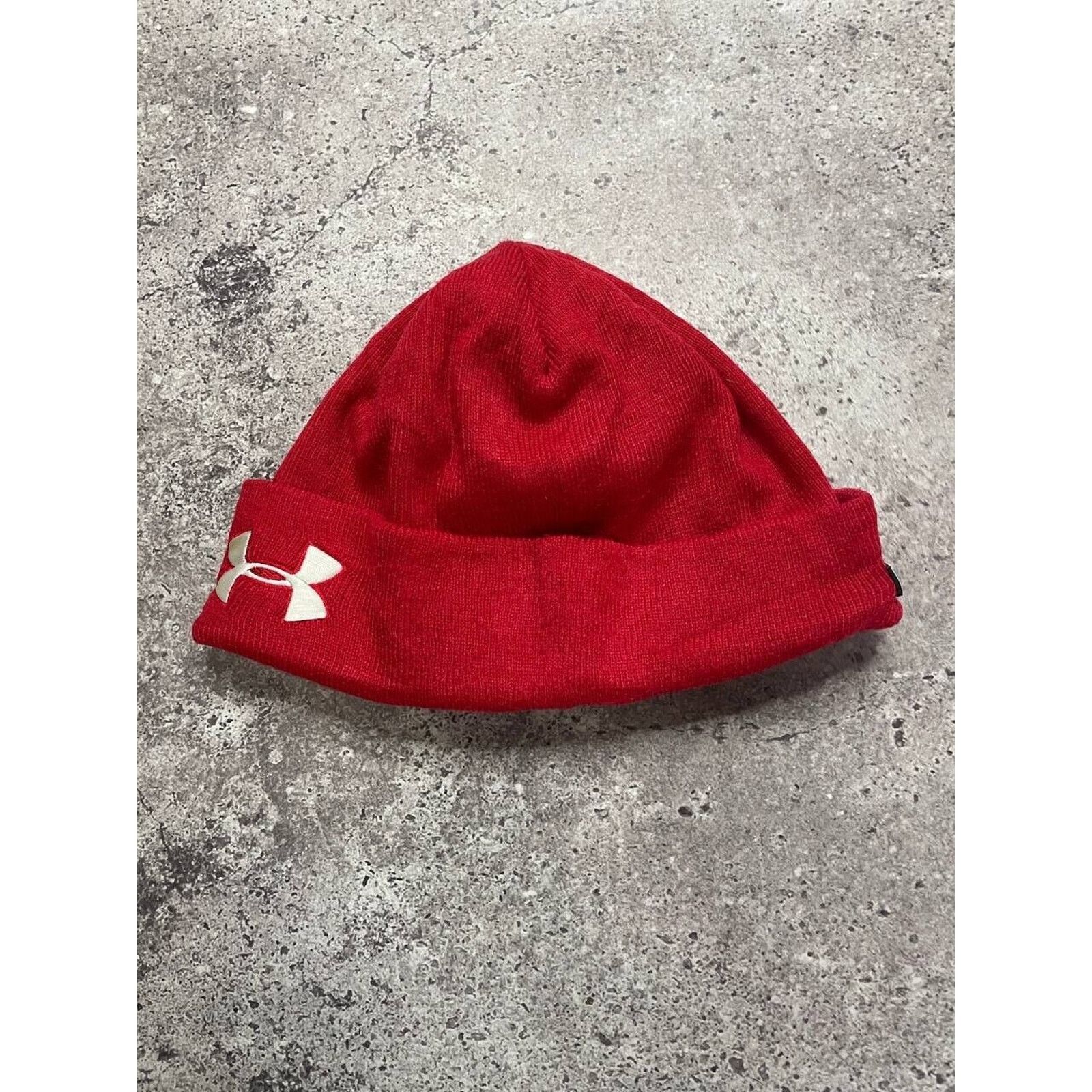 Under Armour × Vintage Vintage Under Armour Red Knit Beanie Hat One Size Size ONE SIZE - 4 Thumbnail