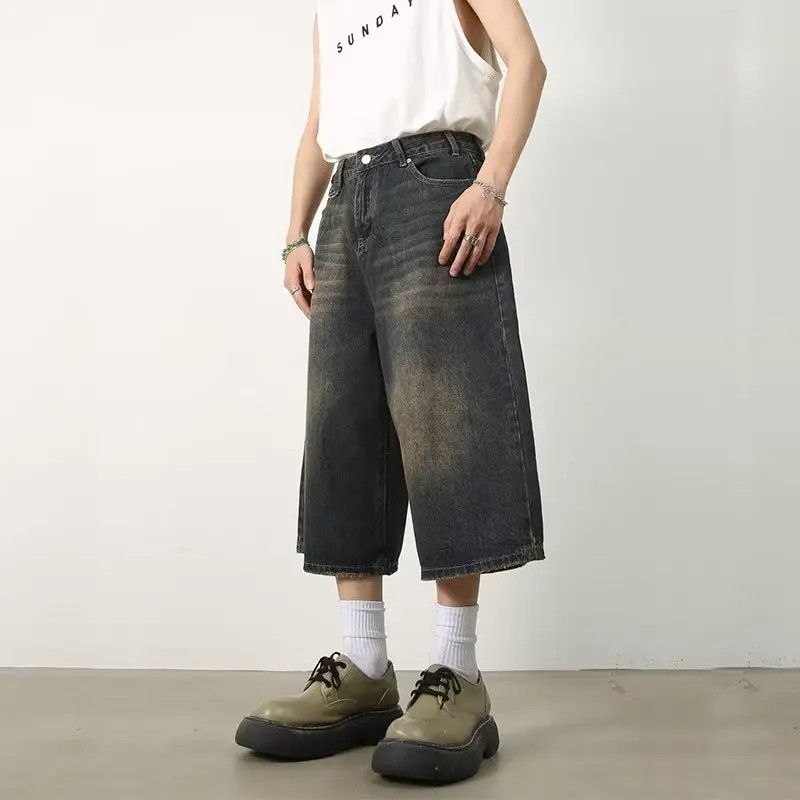 Japanese Brand Retro loose wide leg straight leg denim shorts Size US 32 / EU 48 - 1 Thumbnail
