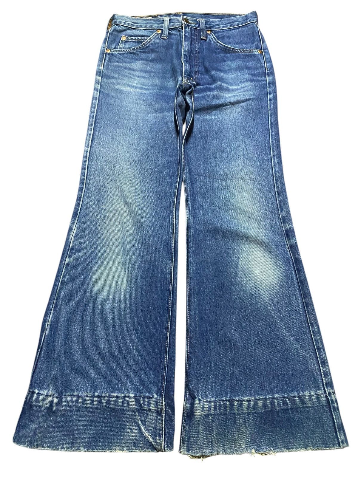 Big John Vintage Big John Blue Wash Distressed Flare Jeans Size US 27 - 1 Thumbnail