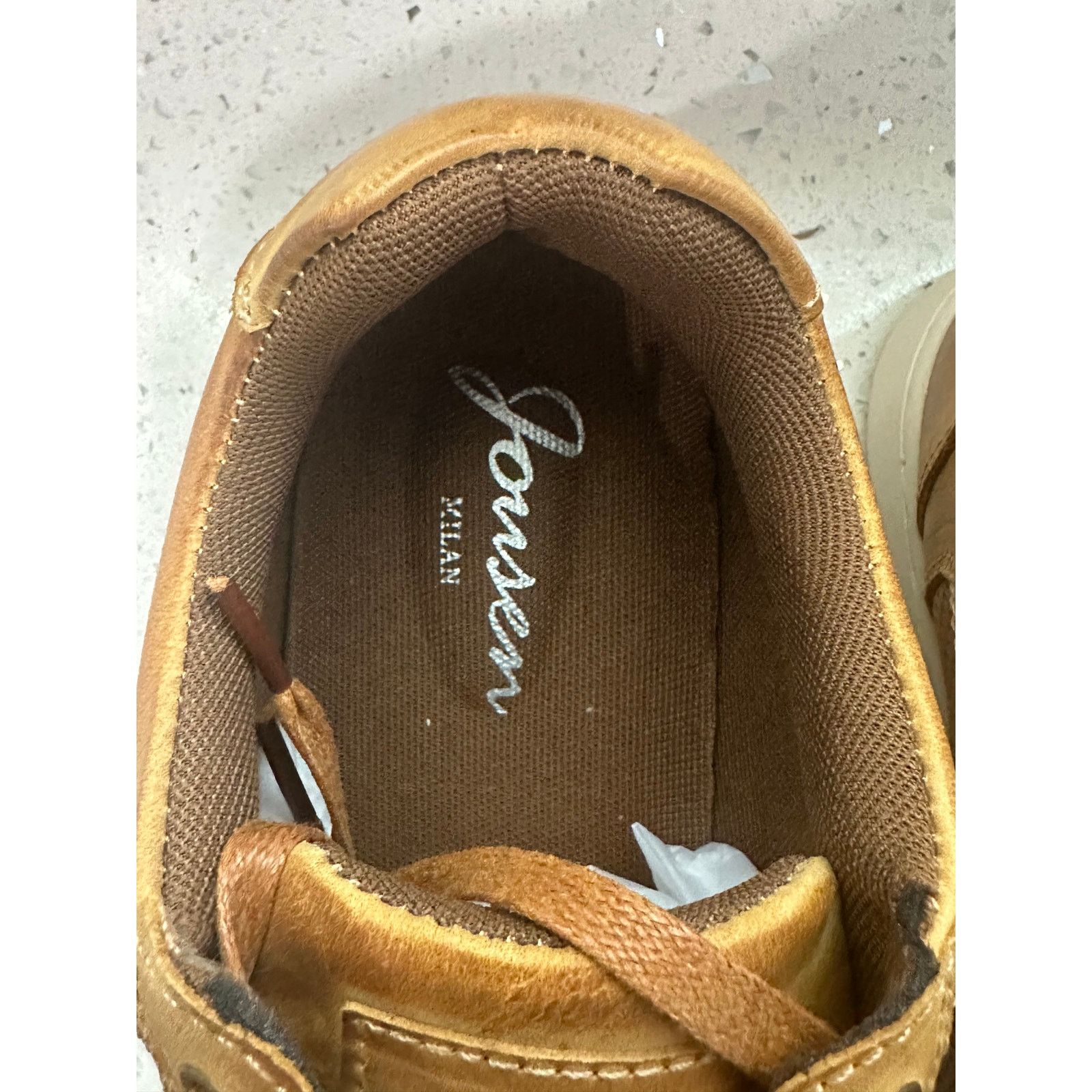 Other Jonsen Milan Men's Tan Leather Fashion Sneakers Size 8 Size US 8 / EU 41 - 2 Thumbnail