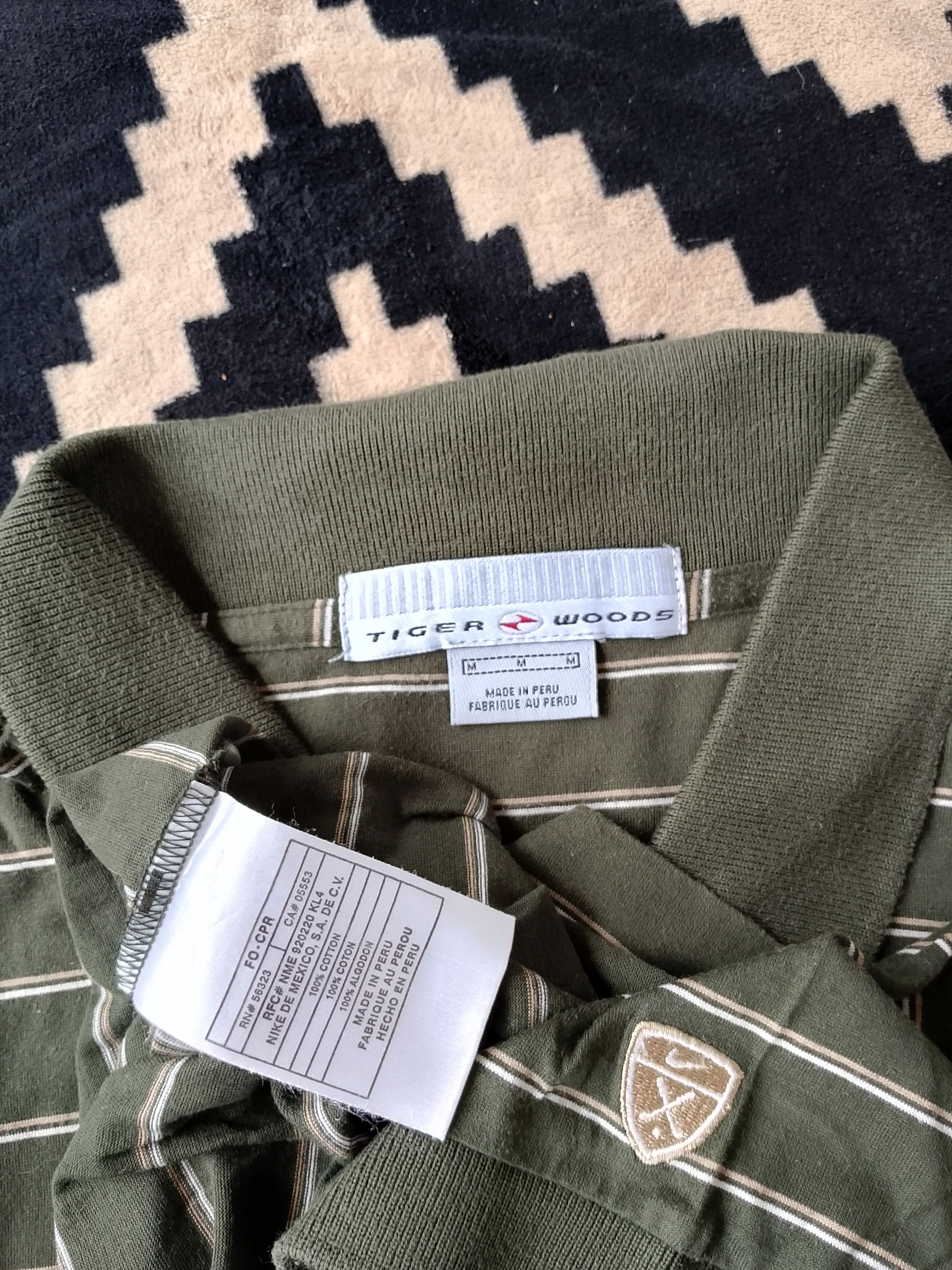 Nike × Tiger Woods Vintage Nike Tiger Woods Striped Polo Earth Tone Golfcore Size US M / EU 48-50 / 2 - 6 Thumbnail